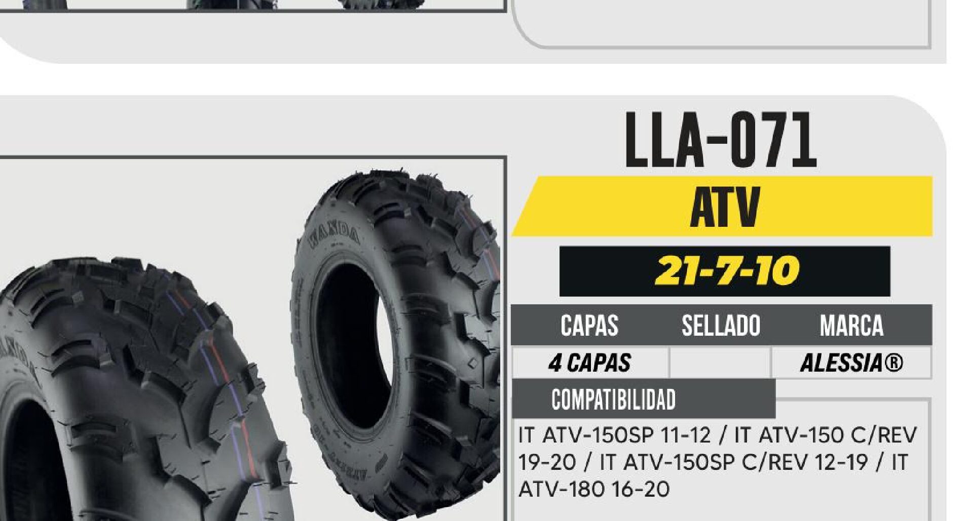 LLANTA 21-7-10 PARA CUATRIMOTO 4PR P361 / LLA-071