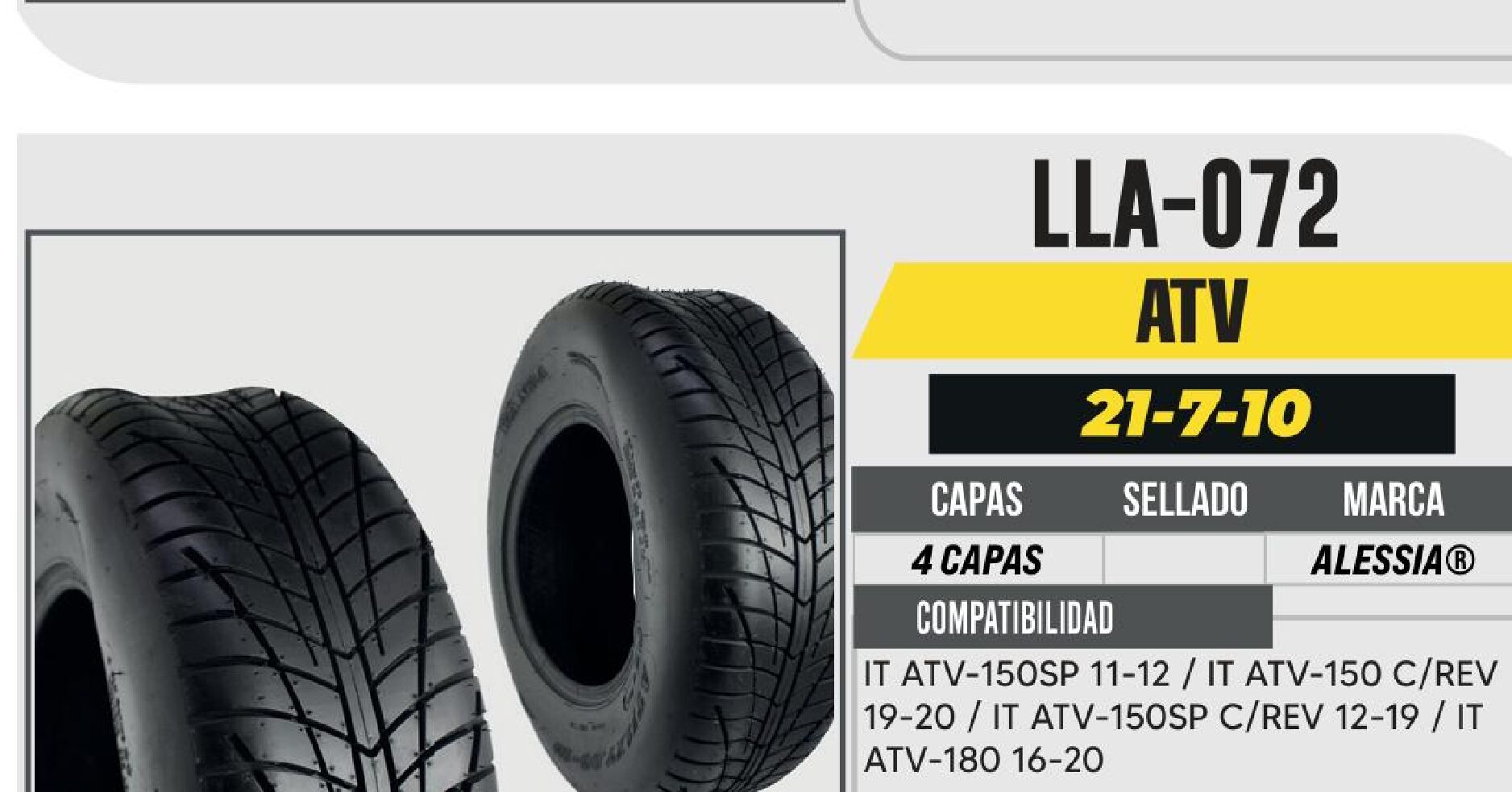 LLANTA 21-7-10 PARA CUATRIMOTO 4PR P354 / LLA-072