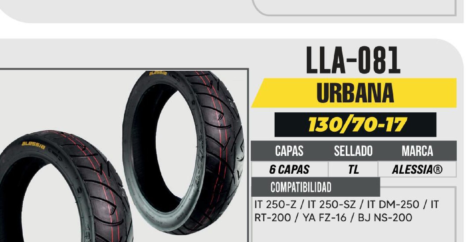 LLANTA 130/70-17 PREMIUM 6 CAPAS A433 CALLE NO USA CAMARA (TL) / LLA-081