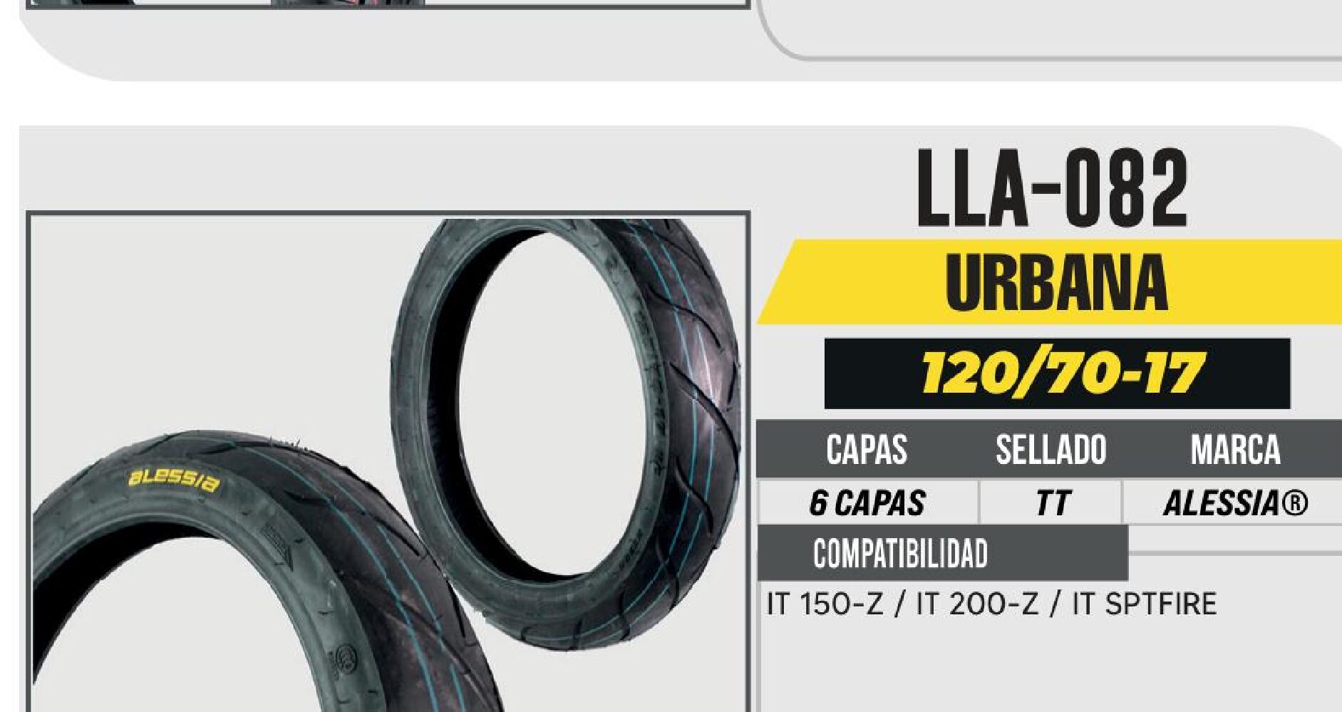 LLANTA 120/70-17 PREMIUM 6 CAPAS A806 CALLE USA CAMARA (TT) / LLA-082