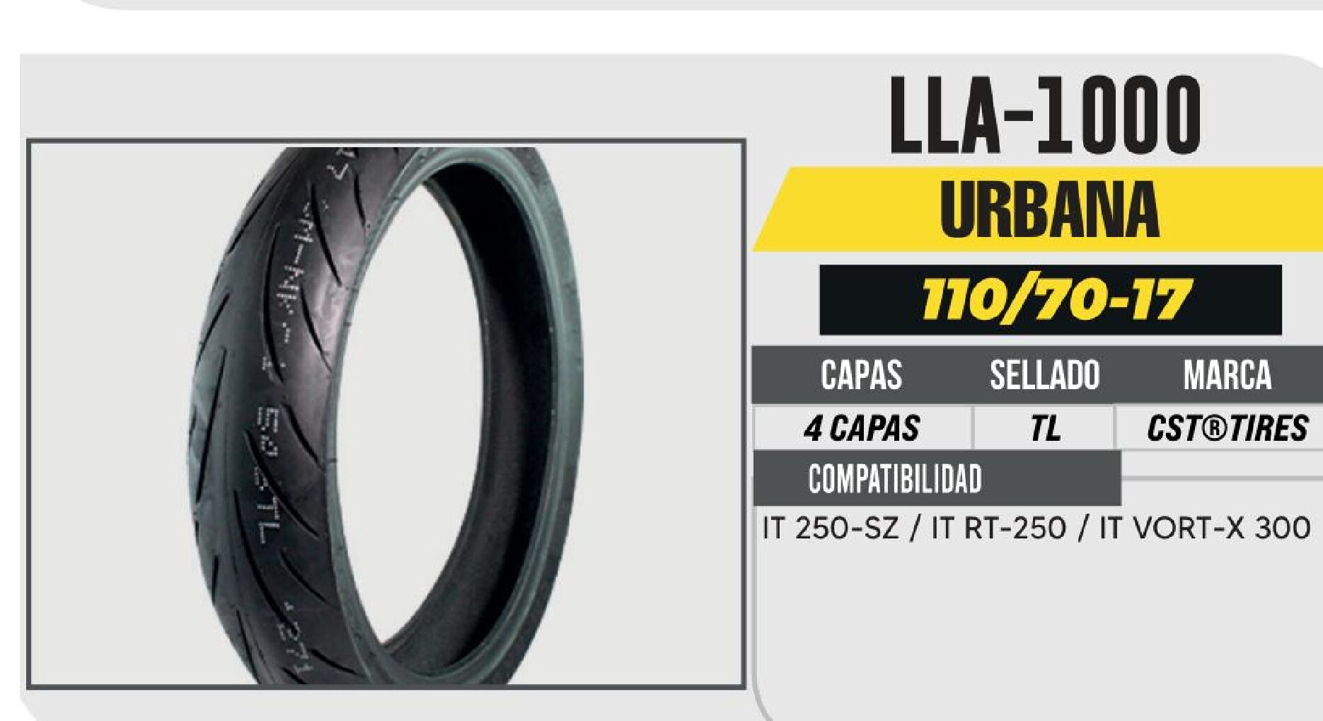 LLANTA 110/70-17 CST 4 CAPAS NK01 54S CALLE NO USA CAMARA (TL) DELANTERA / LLA-1000