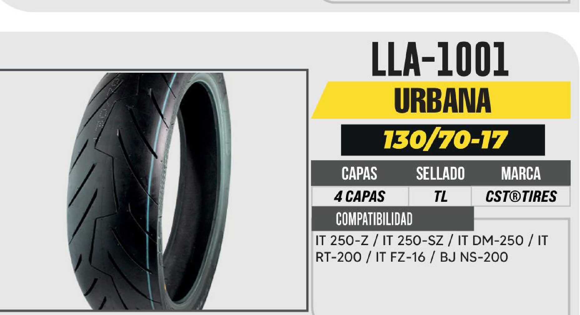 LLANTA 130/70-17 CST 4 CAPAS NK01 62S CALLE NO USA CAMARA (TL) TRASERA / LLA-1001