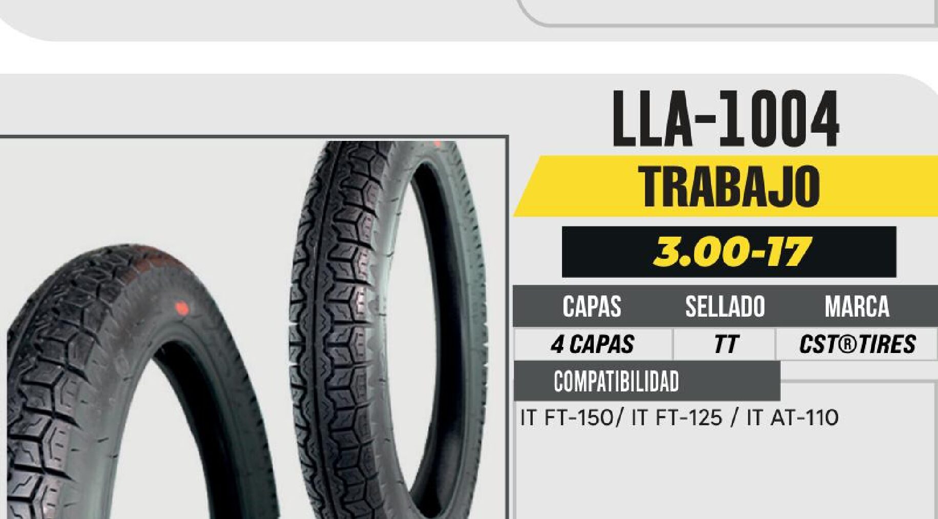 LLANTA 3.00-17 CST 4 CAPAS C265 CALLE USA CAMARA (TT) TRASERA / LLA-1004