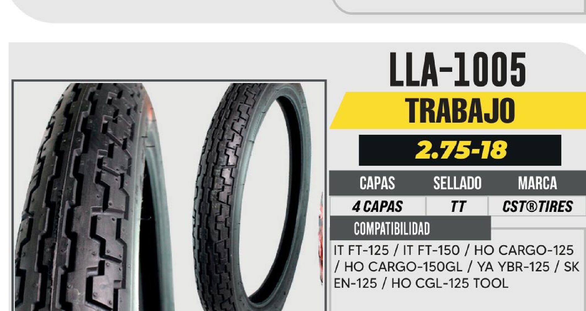 LLANTA 2.75-18 CST 4 CAPAS C901 CALLE USA CAMARA (TT) DELANTERA / LLA-1005