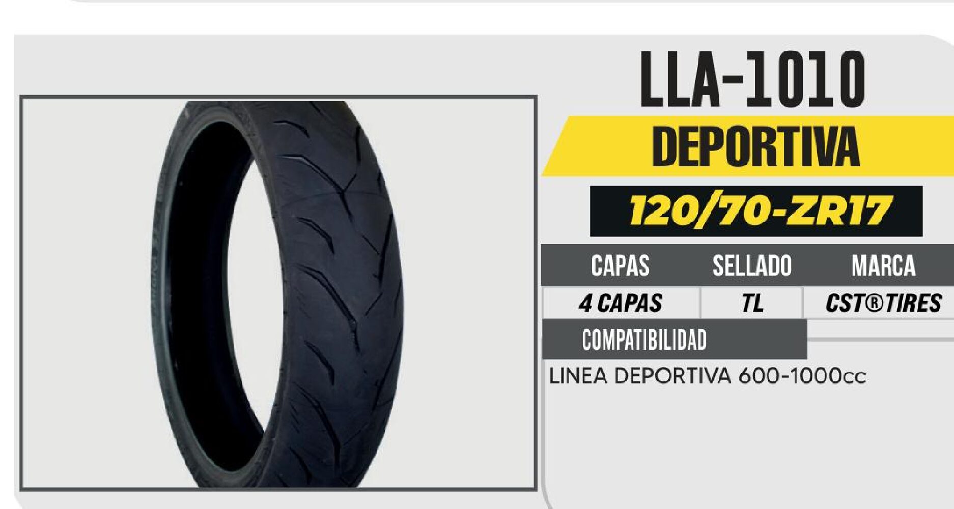 POWER - LLANTA 120/70-ZR17 CST 4 CAPAS CM-S1 CALLE NO USA CAMARA (TL) DELANTERA / LLA-1010