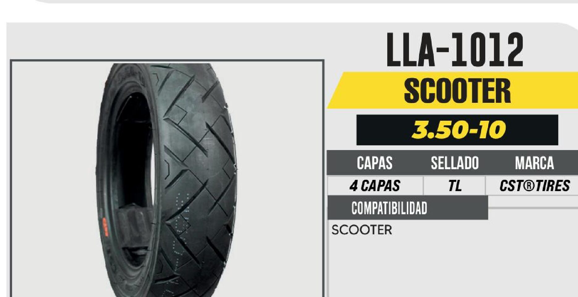 LLANTA 3.50-10 CST 4 CAPAS CM899 CALLE NO USA CAMARA (TL) / LLA-1012