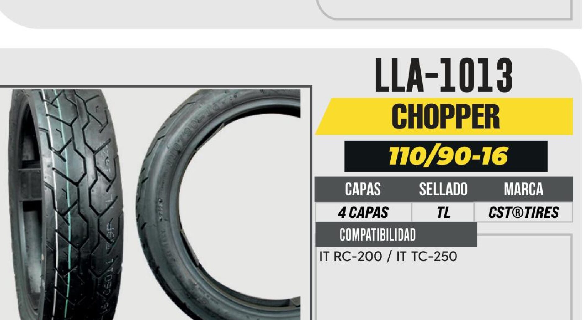 LLANTA 110/90-16 CST 4 CAPAS C6011 CALLE NO USA CAMARA (TL) / LLA-1013