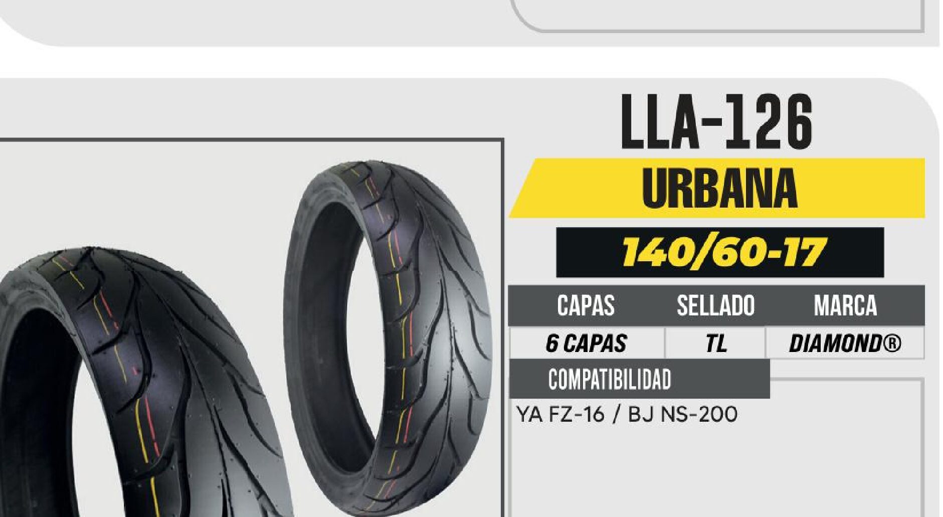LLANTA 140/60-17 DIAMOND 6 CAPAS D-615 NO USA CAMARA (TL) TRASERA / LLA-126