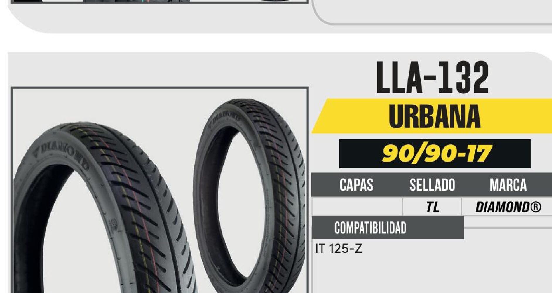 LLANTA 90/90-17 DIAMOND DIAMOND NO USA CAMARA (TL) / LLA-132