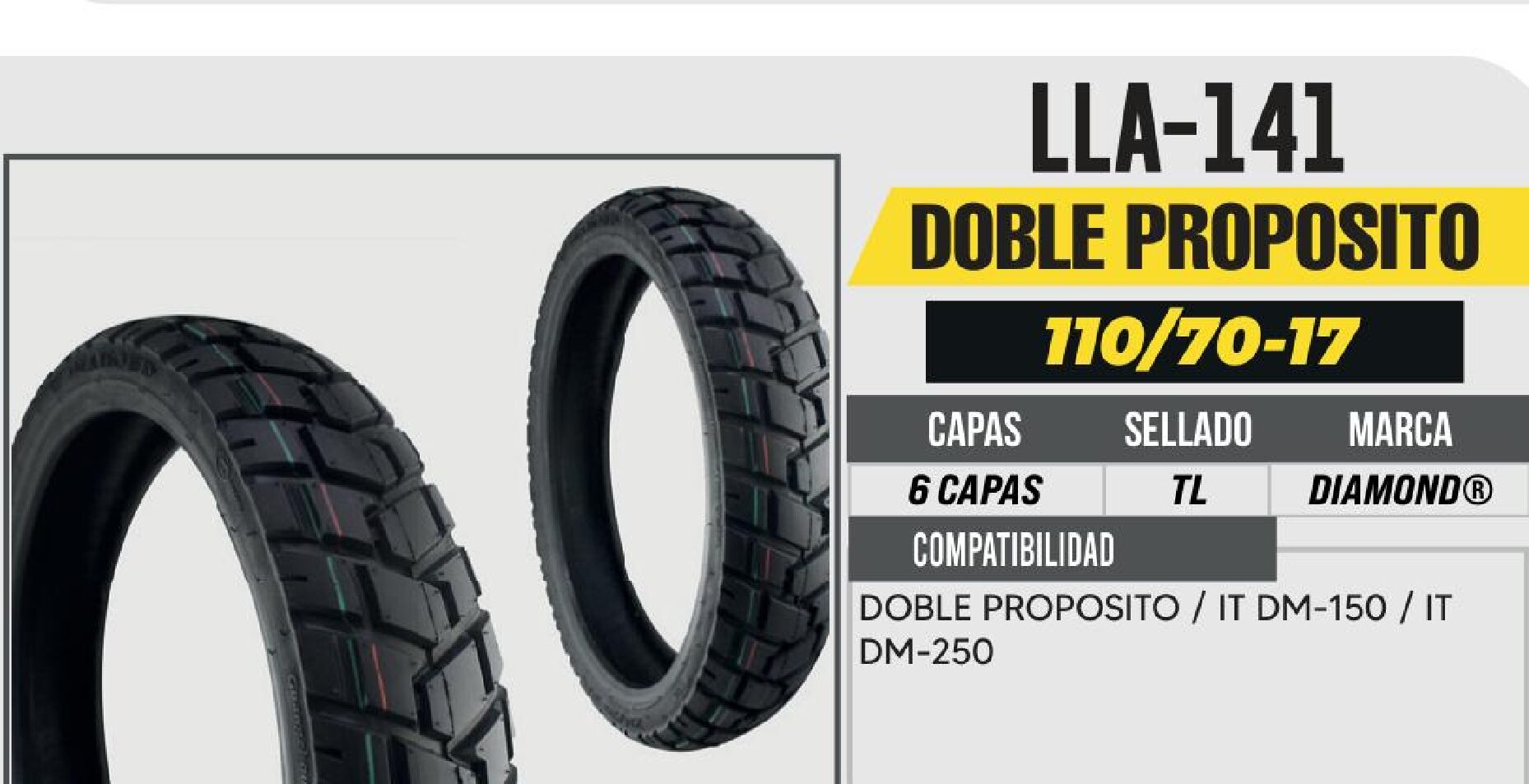 LLANTA 110/70-17 DIAMOND 6 CAPAS D-663 NO USA CAMARA (TL) / LLA-141
