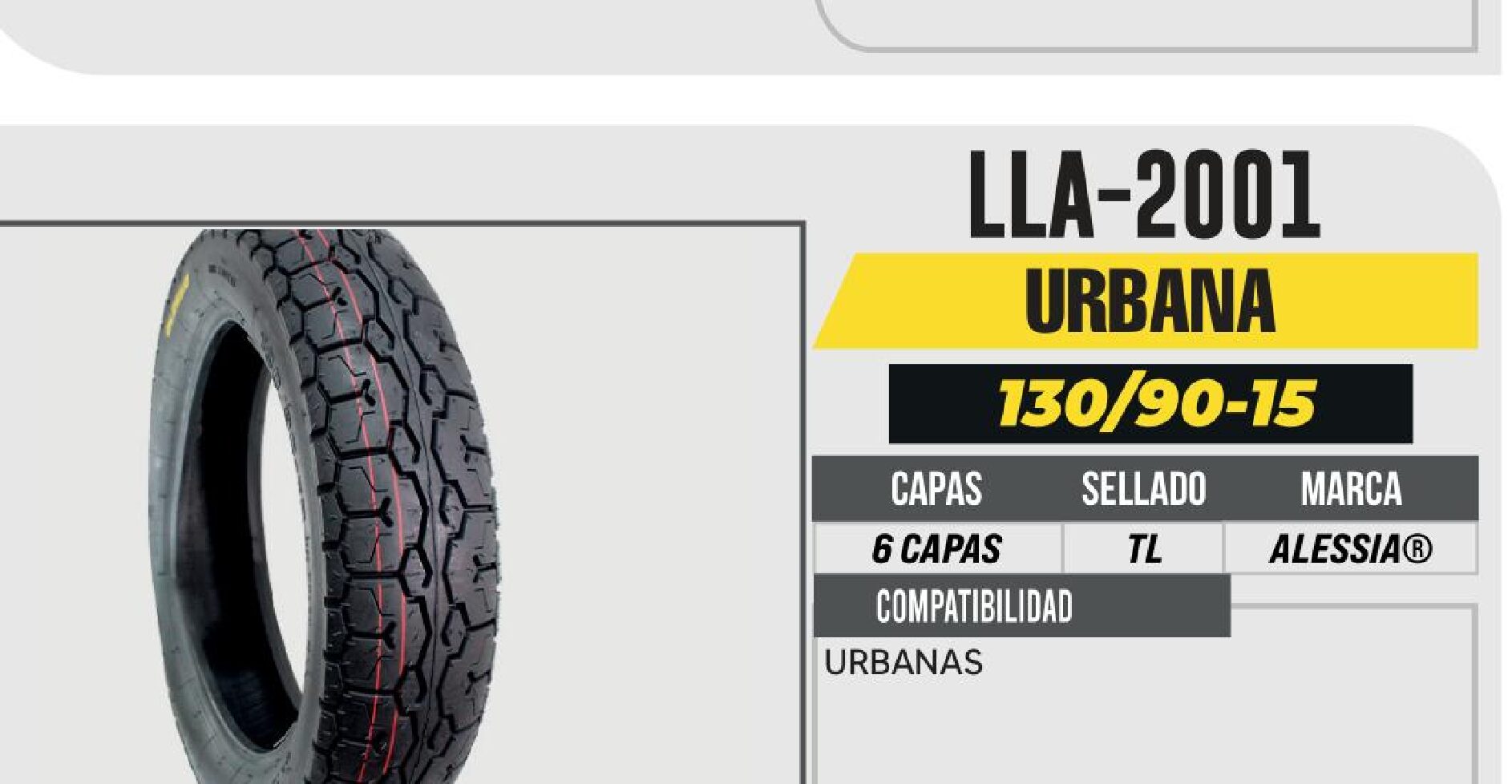 LLANTA 130/90-15 PREMIUM 6 CAPAS A218 CALLE NO USA CAMARA (TL) / LLA-2001
