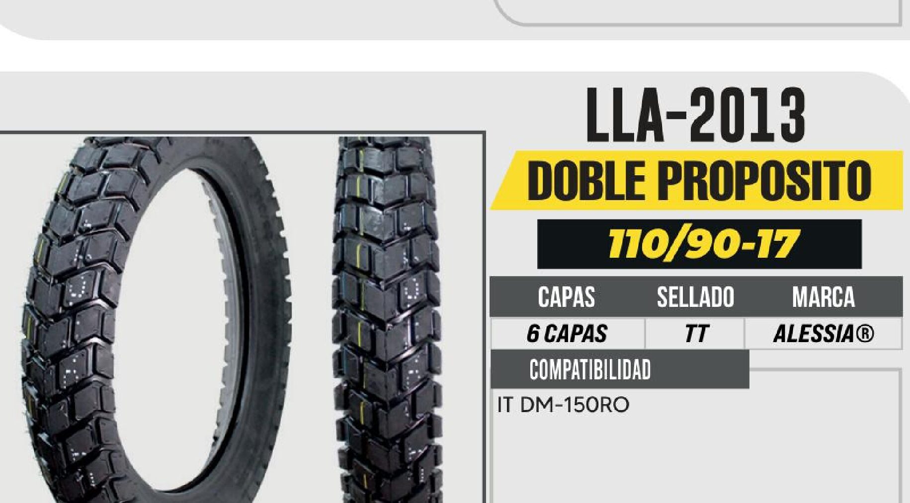 LLANTA 110/90-17 PREMIUM 6 CAPAS J840 DOBLE PROPOSITO USA CAMARA (TT) / LLA-2013