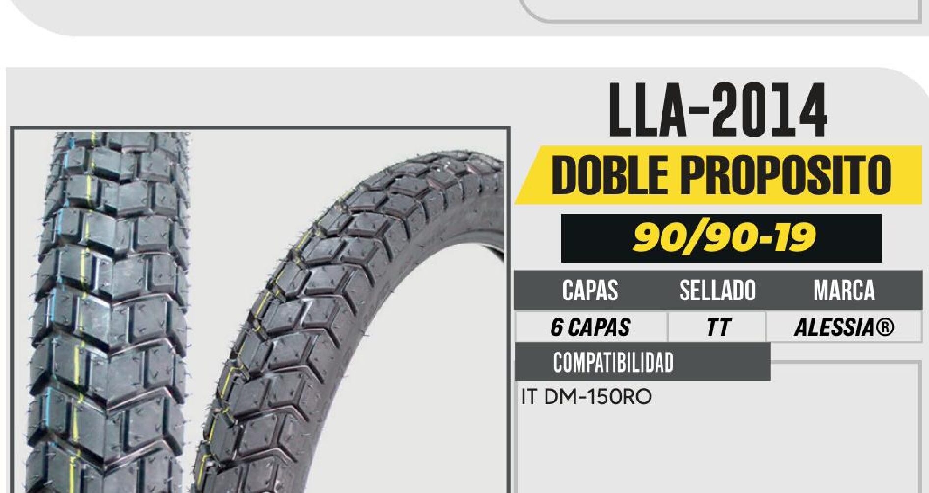 LLANTA 90/90-19 PREMIUM 6 CAPAS A411 DOBLE PROPOSITO USA CAMARA (TT) / LLA-2014