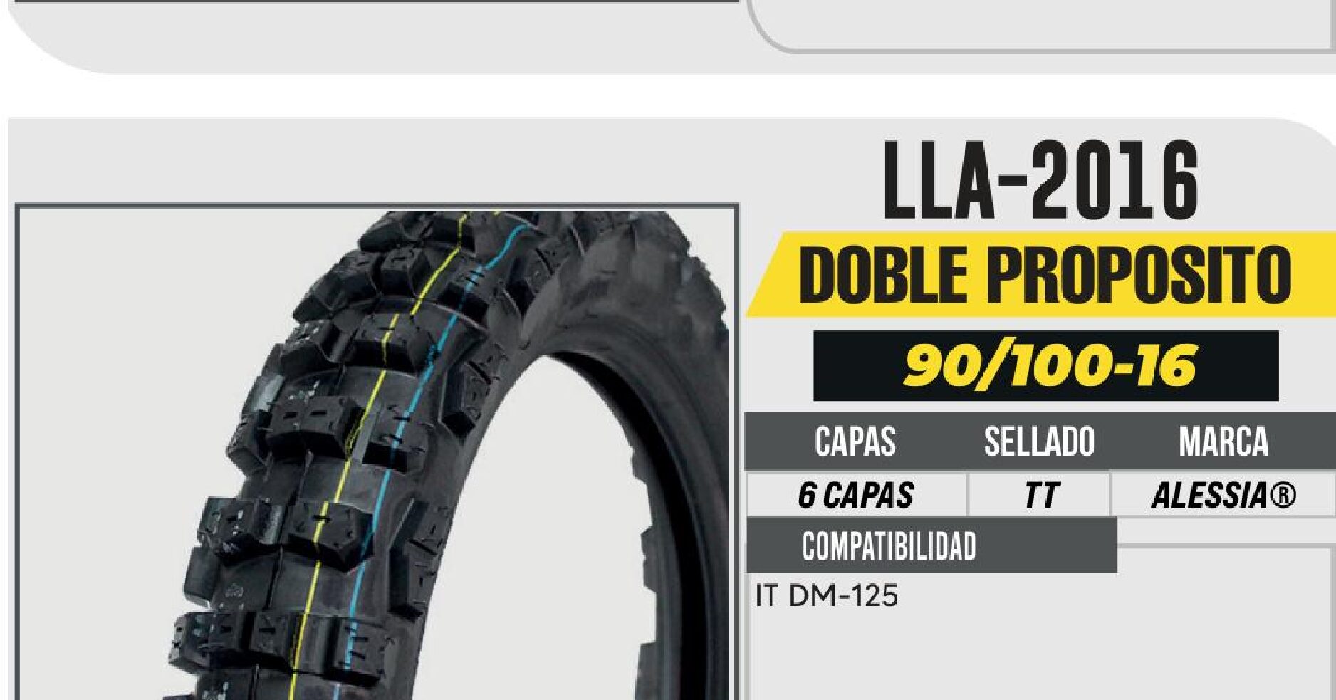 LLANTA 90/100-16 PREMIUM 6 CAPAS J865 DOBLE PROPOSITO USA CAMARA (TT) / LLA-2016