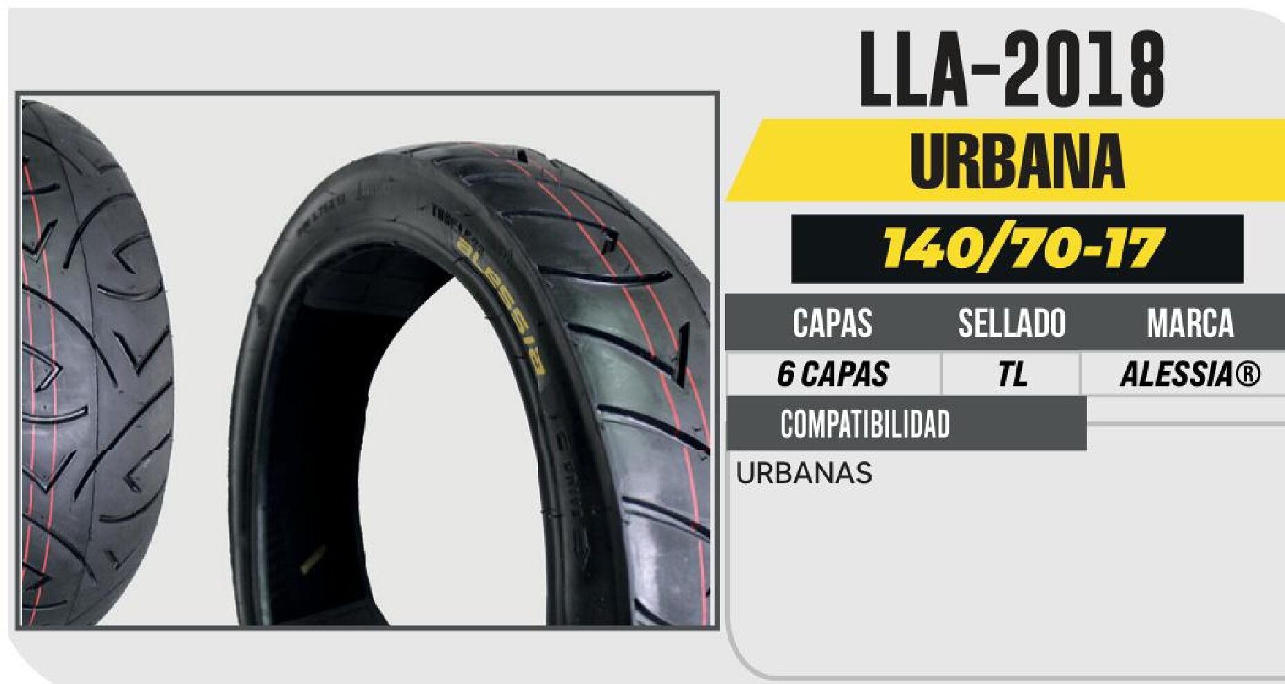 LLANTA 140/70-17 PREMIUM 6 CAPAS A433 CALLE NO USA CAMARA (TL) / LLA-2018