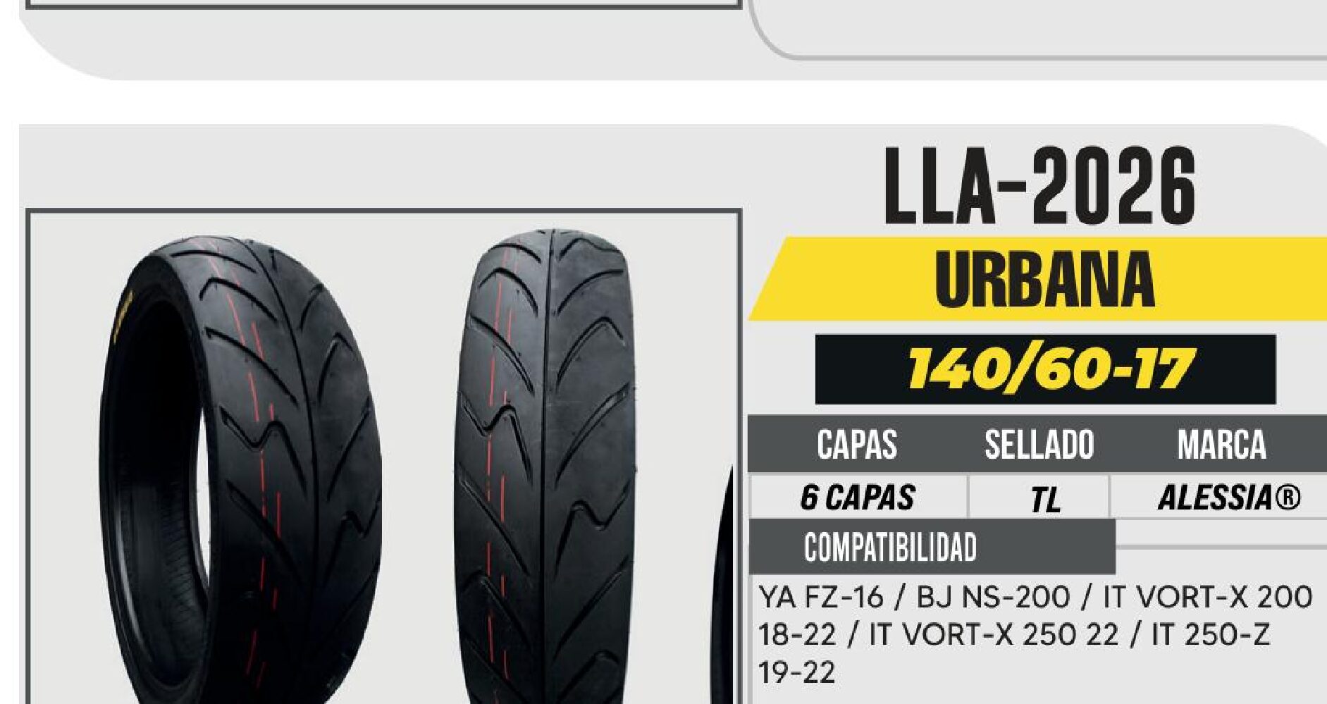 LLANTA 140/60-17 PREMIUM 6 CAPAS P812 CALLE NO USA CÁMARA (TL) / LLA-2026