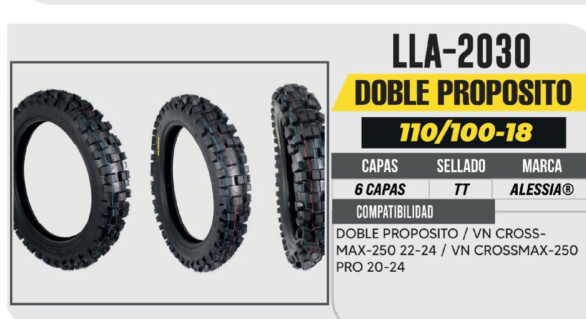 LLANTA 110/100-18 PREMIUM 6 CAPAS 441 CALLE USA CAMARA / LLA-2030