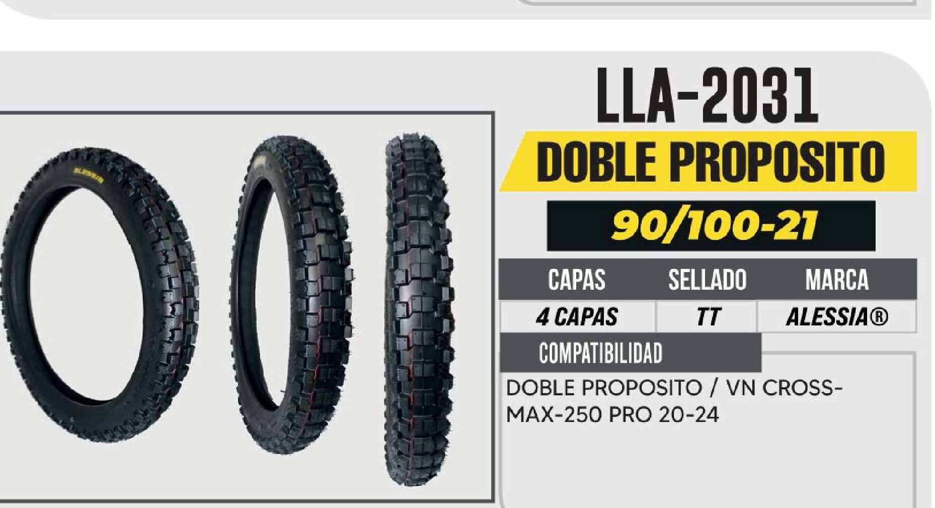 LLANTA 90/100-21 PREMIUM 4 CAPAS 445 CALLE USA CAMARA / LLA-2031