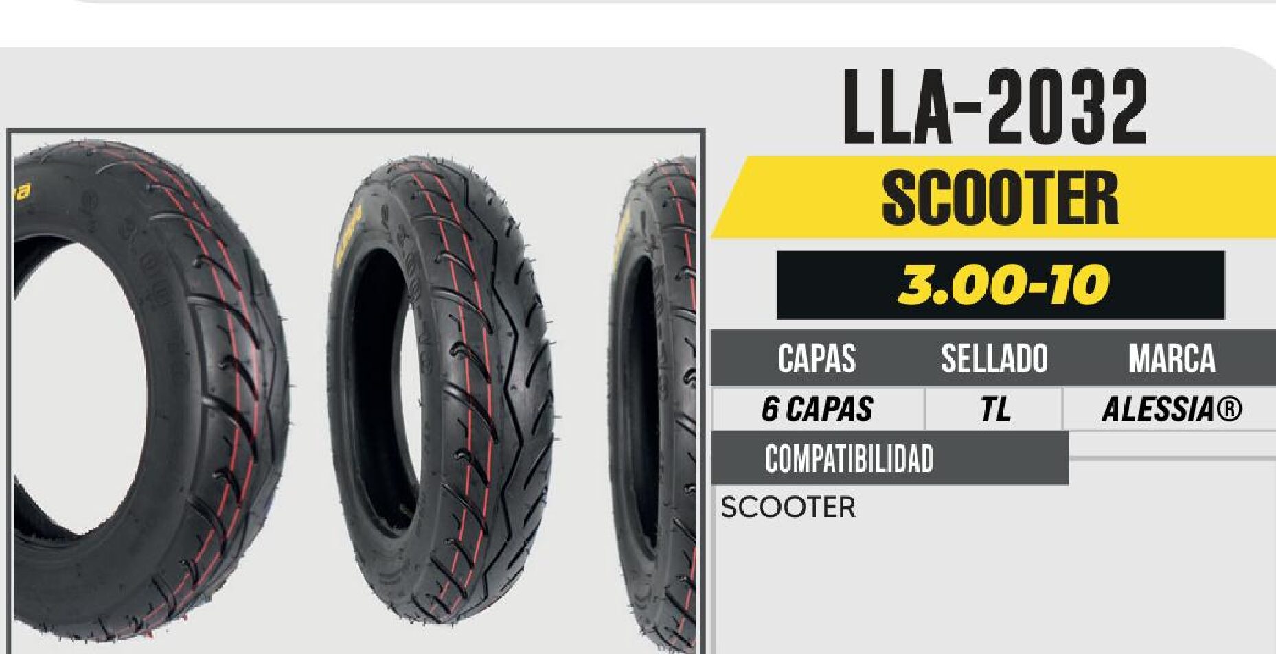 LLANTA 3.00-10 PREMIUM 6 CAPAS 335 CALLE NO USA CAMARA / LLA-2032