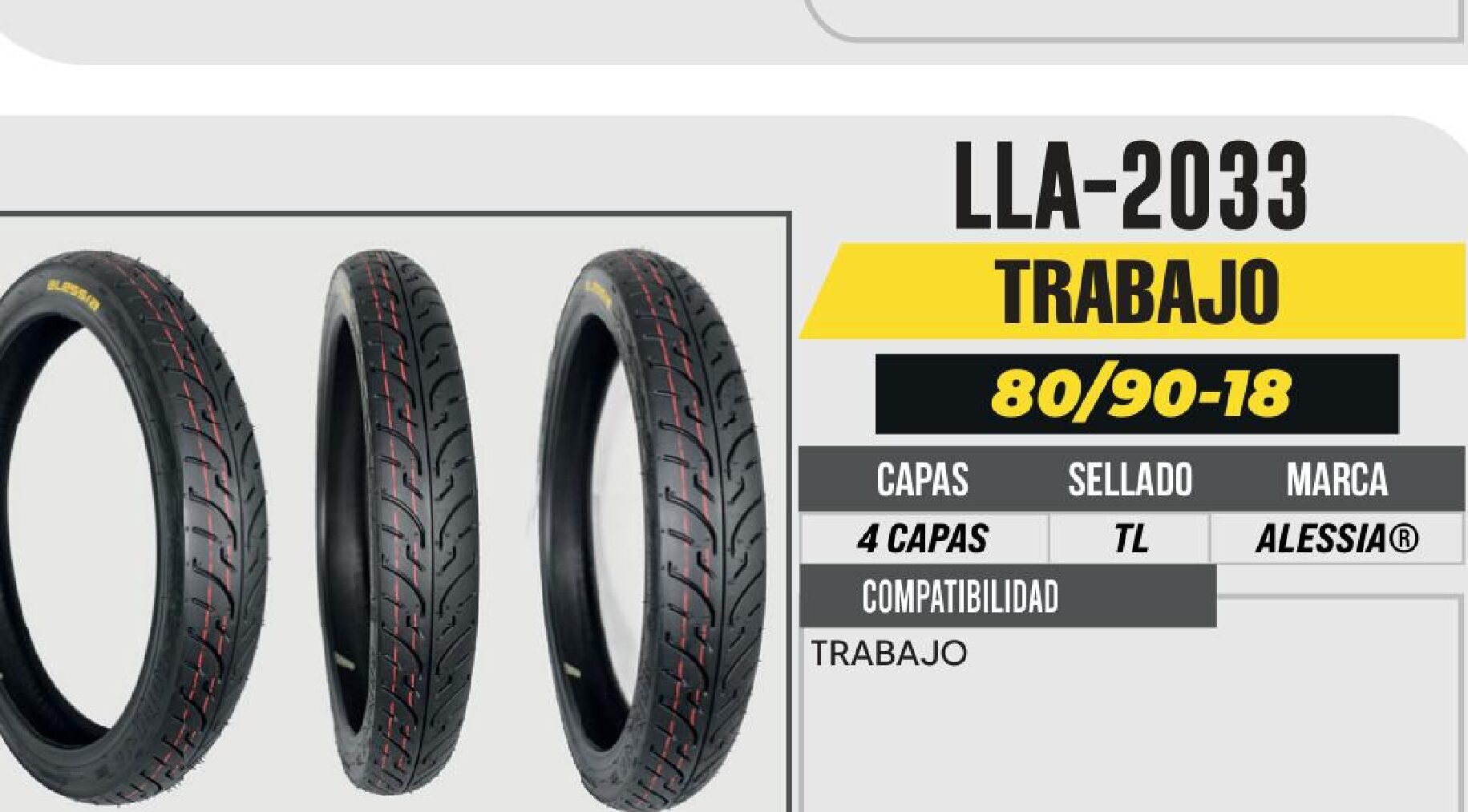 LLANTA 80/90-18 PREMIUM 4 CAPAS P128 CALLE NO USA CAMARA / LLA-2033