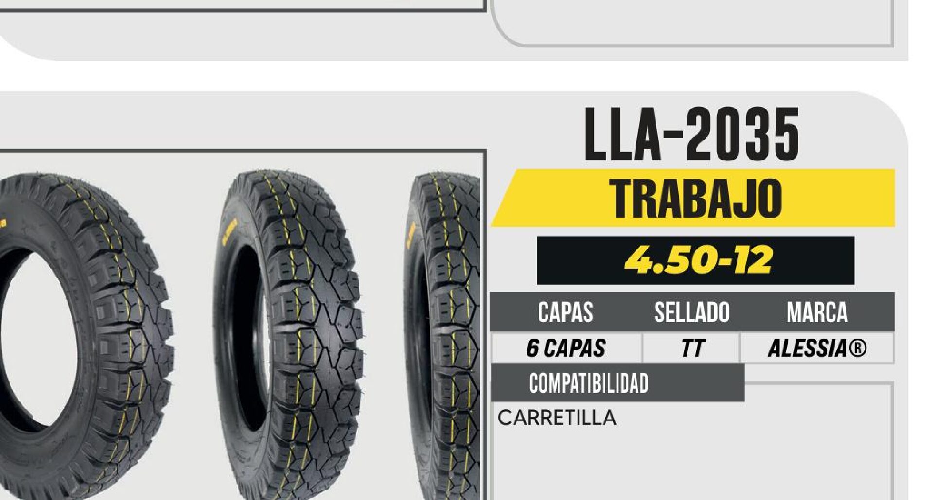 LLANTA 4.50-12 PREMIUM 6 CAPAS P257 TRABAJO USA CAMARA (TT) / LLA-2035