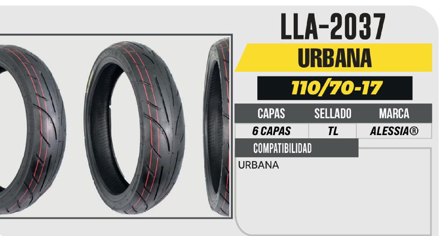 LLANTA 110/70-17 PREMIUM 6 CAPAS P292 URBANA NO USA CAMARA (TL) / LLA-2037