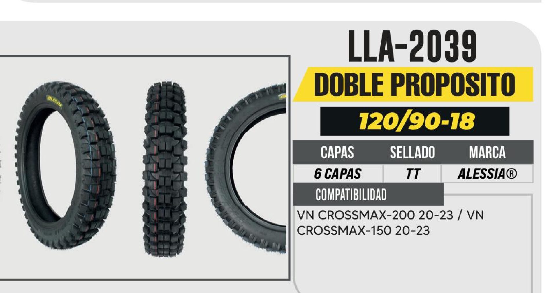 POWER - LLANTA 120/90-18 TRASERA PREMIUM 6 CAPAS P349 CAFE RACER USA CAMARA (TT) / LLA-2039