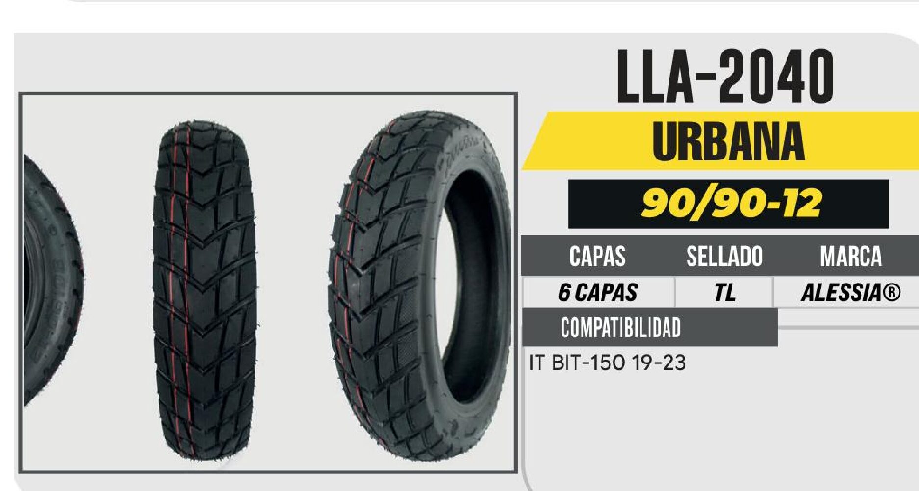 LLANTA 90/90-12 DELANTERA PREMIUM 6 CAPAS P373 CALLE NO USA CAMARA (TL) / LLA-2040
