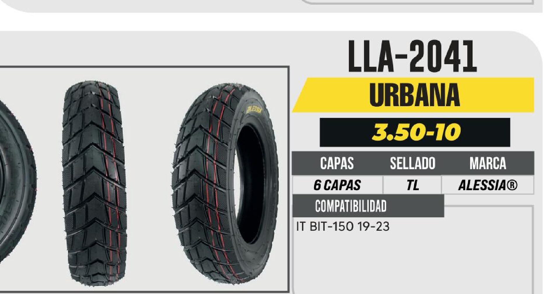 LLANTA 3.50-10 TRASERA PREMIUM 6 CAPAS P373 CALLE NO USA CAMARA (TL) / LLA-2041