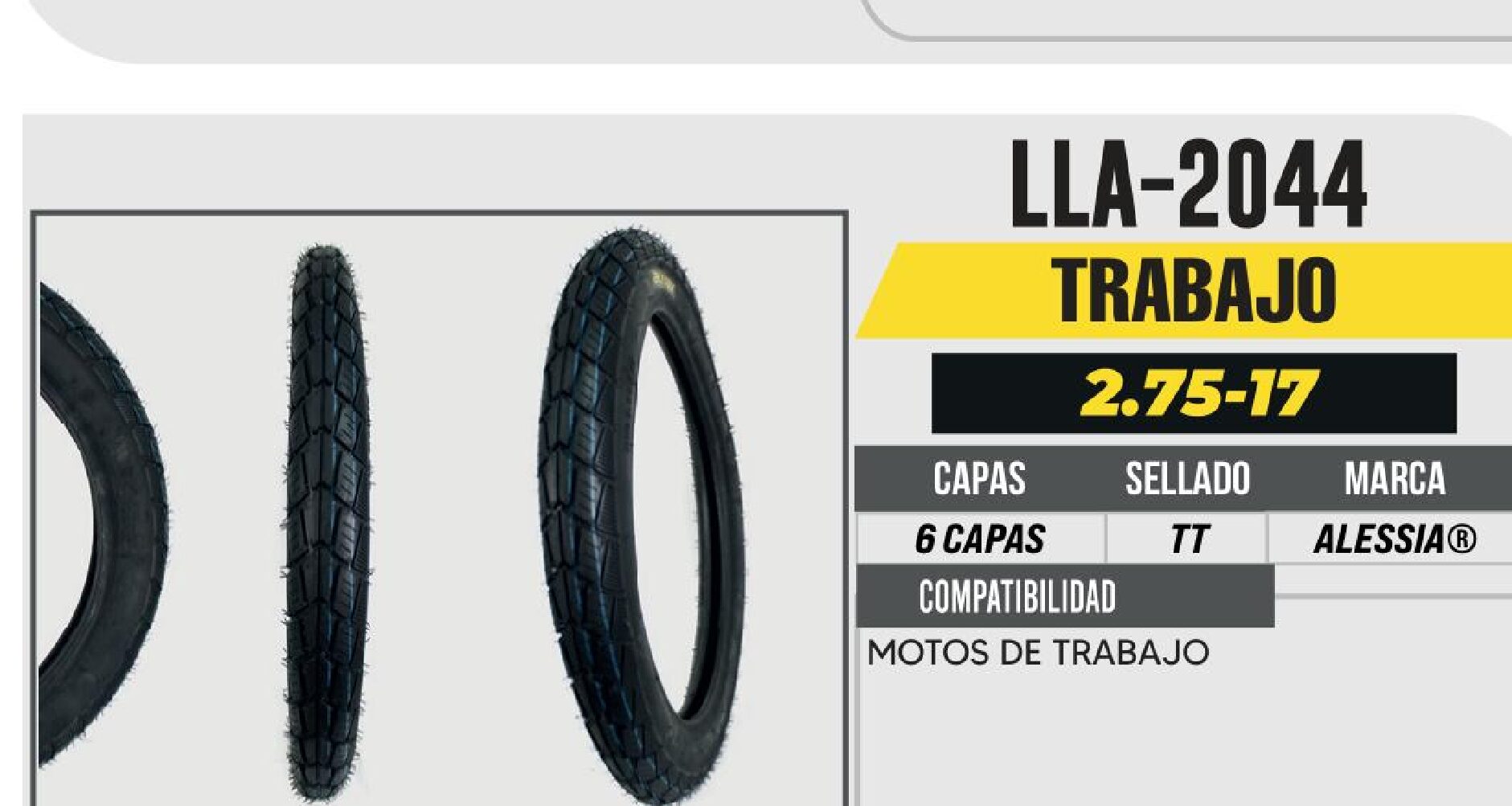 LLANTA 2.75-17 DELANTERA PREMIUM 6 CAPAS P512 TRABAJO USA CAMARA (TT) / LLA-2044