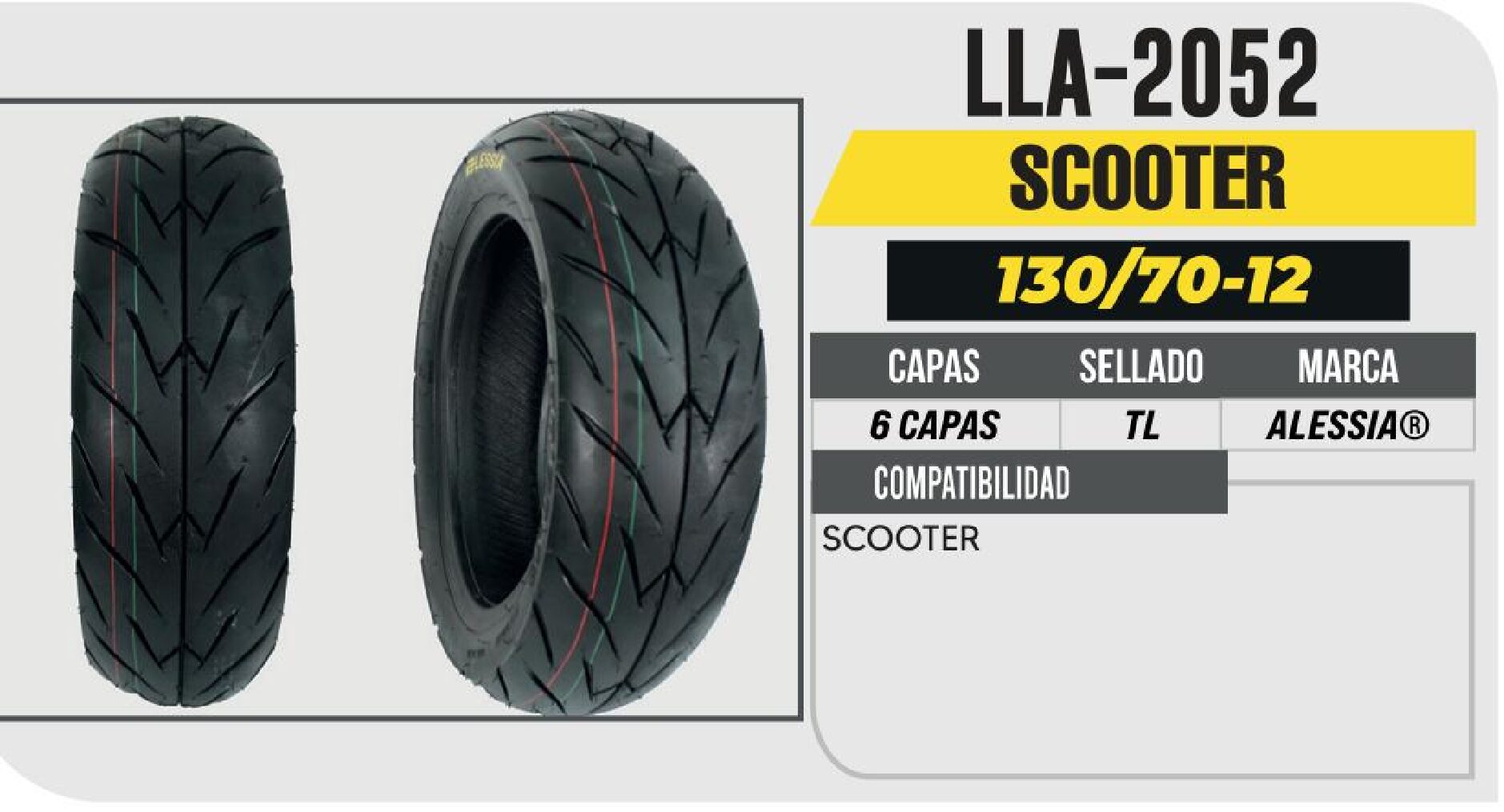 LLANTA 130/70-12 6 CAPAS P810 SCOTTER SIN CAMARA (TL) / LLA-2052