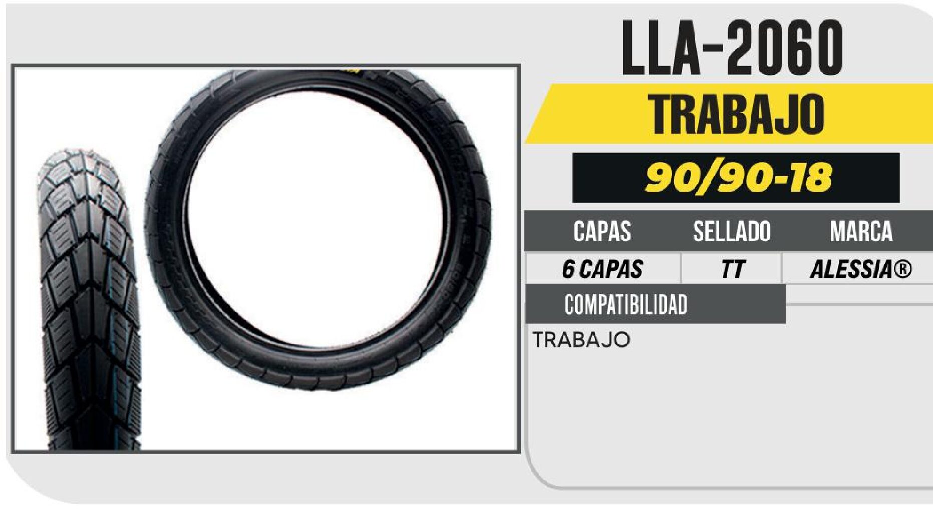 LLANTA 90/90-18 PREMIUM 6 CAPAS P512 TRABAJO USA CAMARA (TT) / LLA-2060