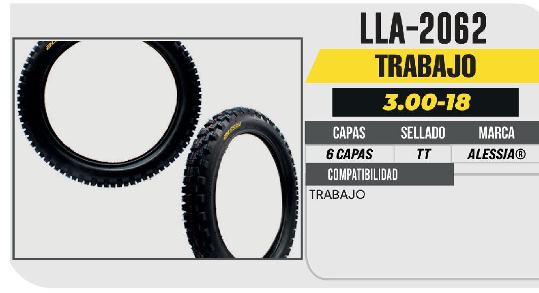 LLANTA 3.00-18 PREMIUM 6 CAPAS P344 TRABAJO USA CAMARA (TT) / LLA-2062