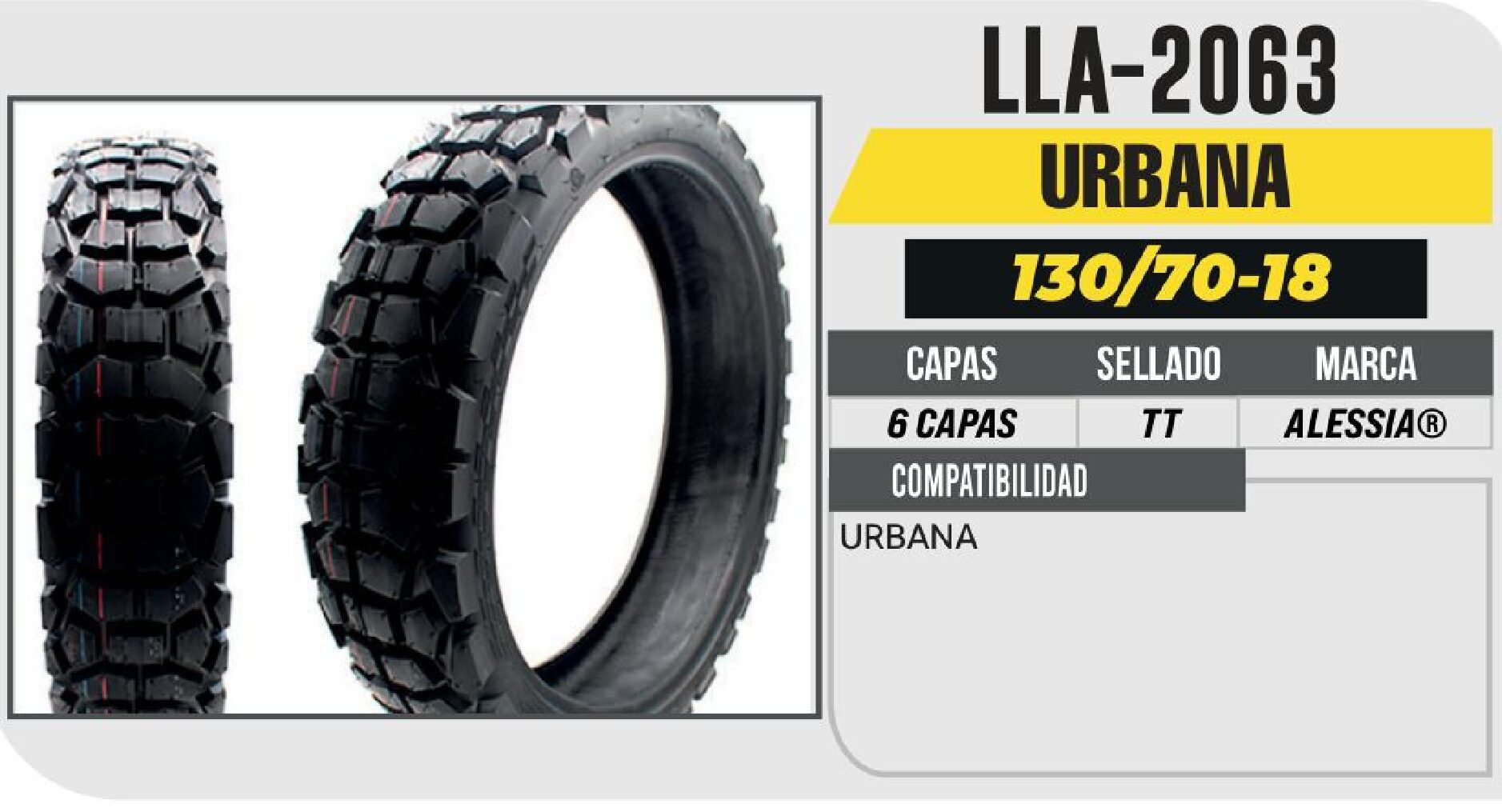 LLANTA PARA MOTOCICLETA 130/70-18 PREMIUM 4 CAPAS P443 CAFÉ RACER USA CAMARA (TT) / LLA-2063