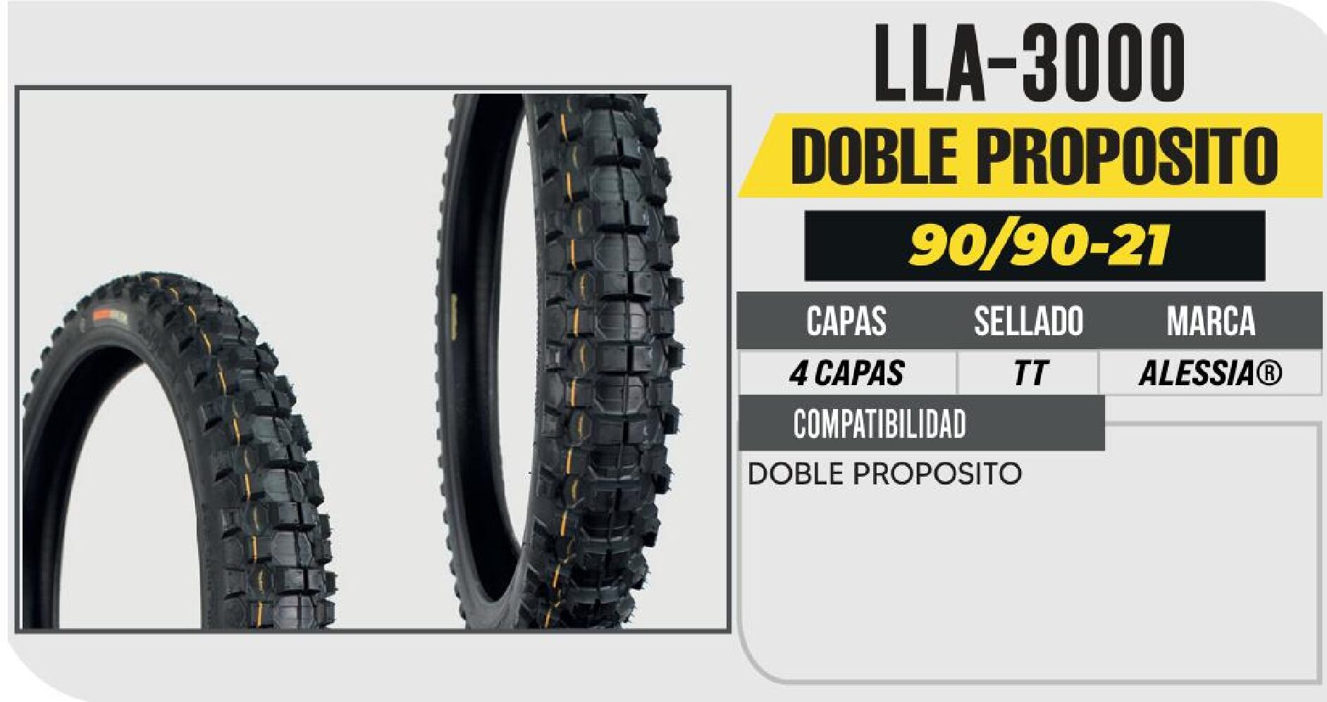 POWER - LLANTA 90/90-21 4 CAPAS CY242 DOBLE PROPOSITO USA CAMARA ( TT) / LLA-3000