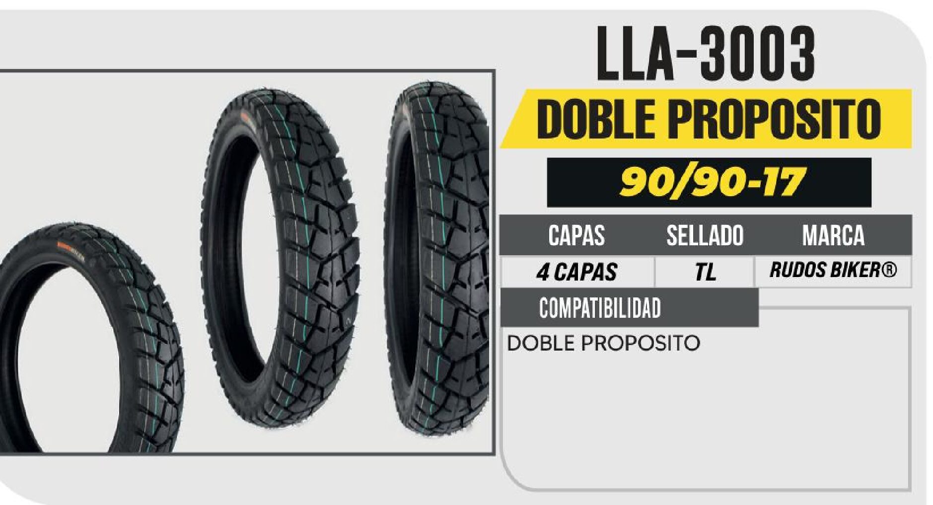 LLANTA 90/90-17 4 CAPAS P202 DOBLE PROPOSITO NO USA CAMARA (TL) / LLA-3003