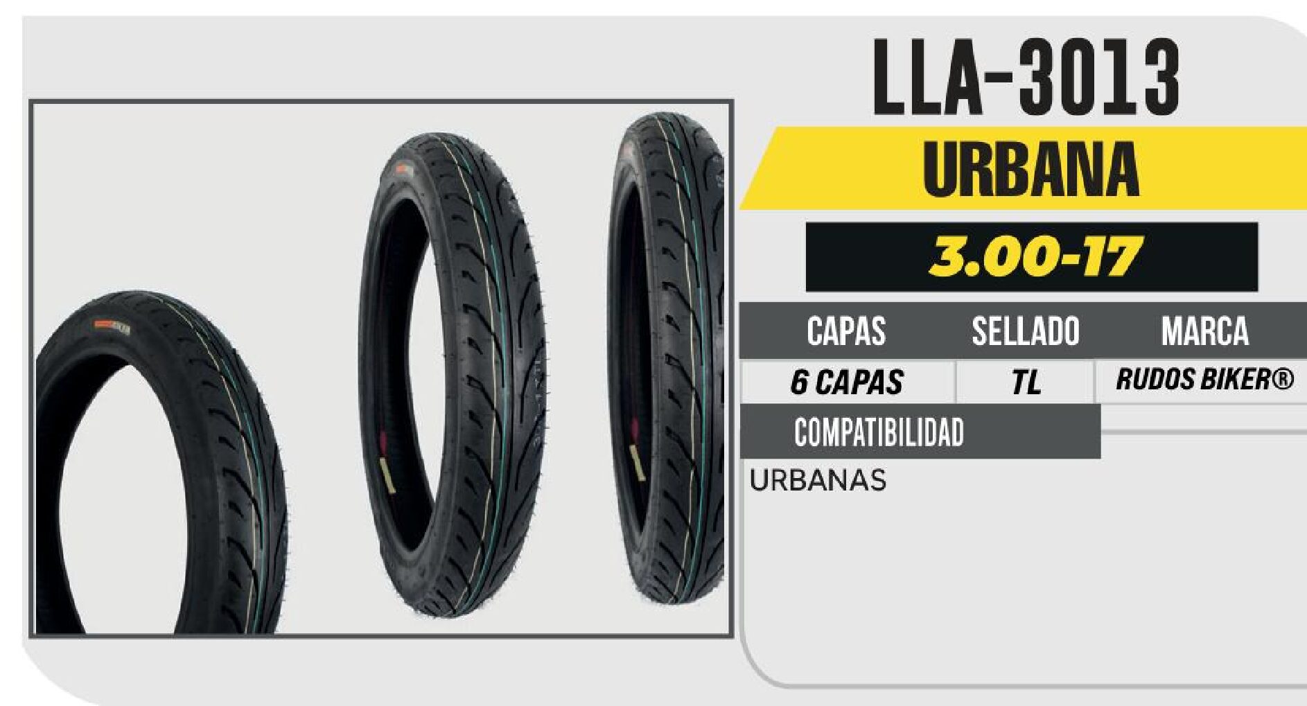 LLANTA 300-17 6 CAPAS P99 URBBA NO USA CAMARA (TL) / LLA-3013