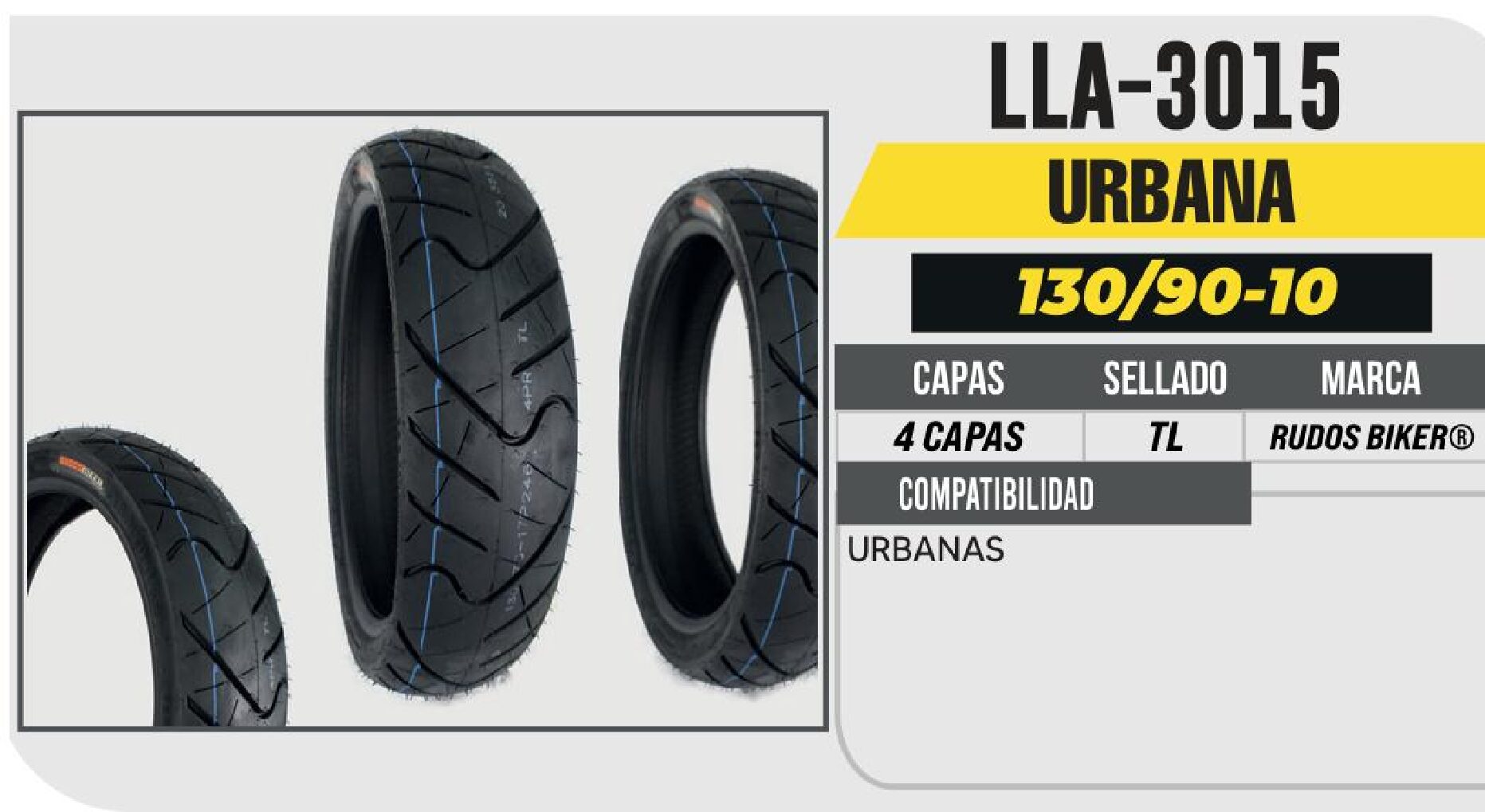 LLANTA 130/70-17 RUDOS BIKER 4 CAPAS P246 URBANA NO USA CAMARA (TL) / LLA-3015
