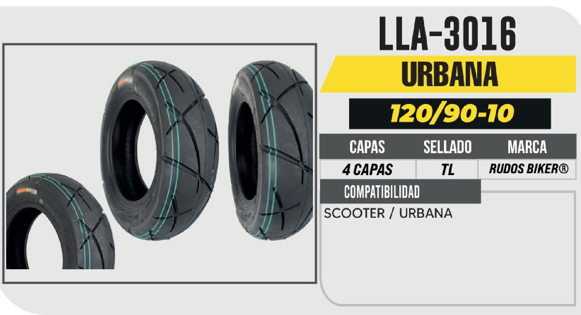 LLANTA 120/90-10 4 CAPAS P273 SCOOTER NO USA CAMARA (TL) / LLA-3016
