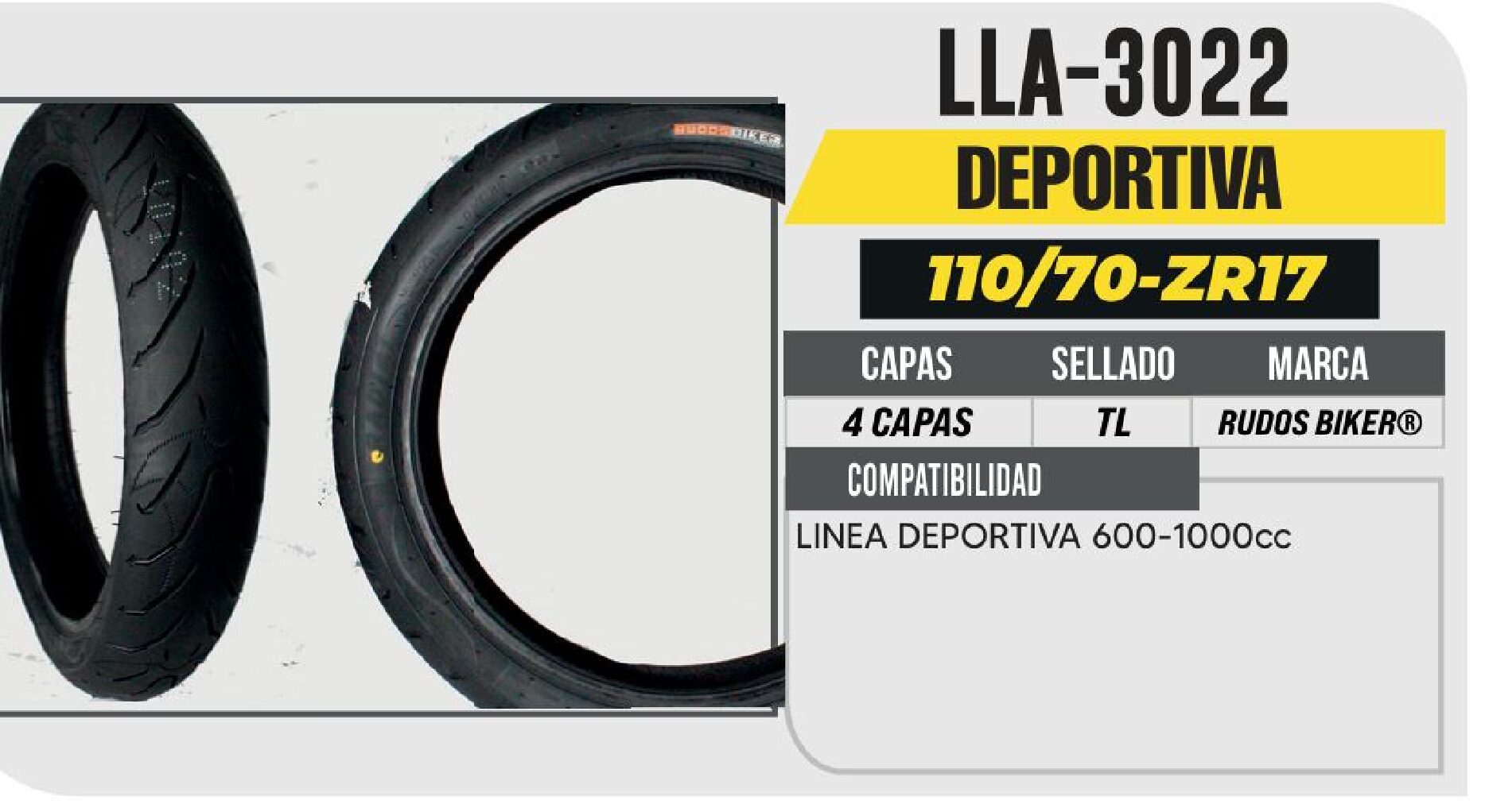 110/70-ZR17 4 CAPAS CYR101 CALLE NO USA CAMARA (TL) DELANTERA / LLA-3022