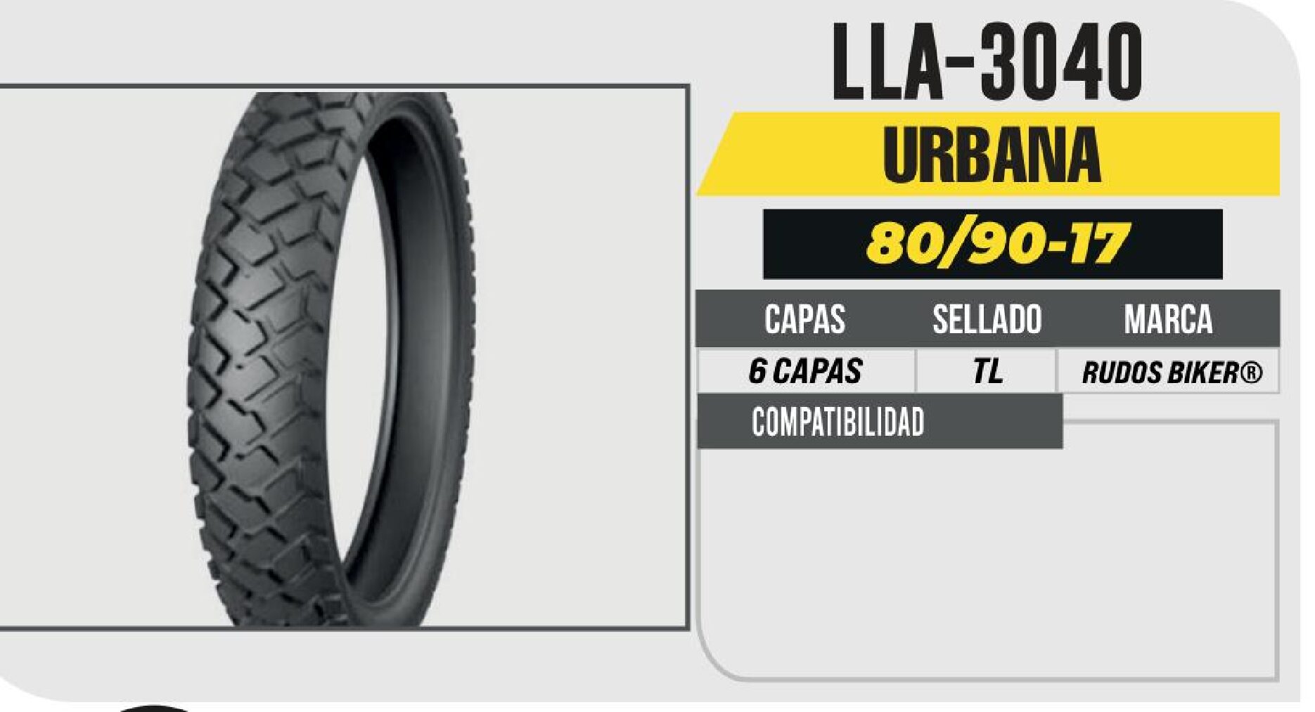 LLANTA 80/90-17 6 CAPAS CY285 NO USA CAMARA (TL) DELANTERA / LLA-3040
