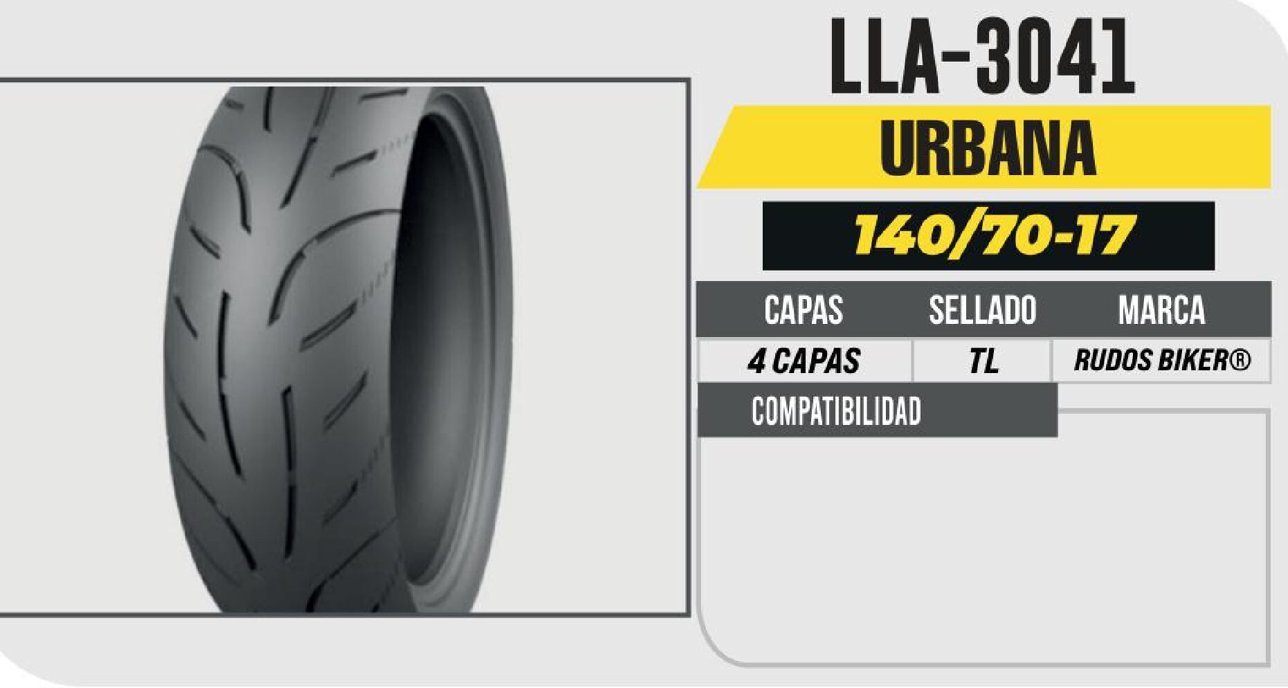 LLANTA 140/70-17 RUDOS BIKER 4 CAPAS CY2321A / LLA-3041
