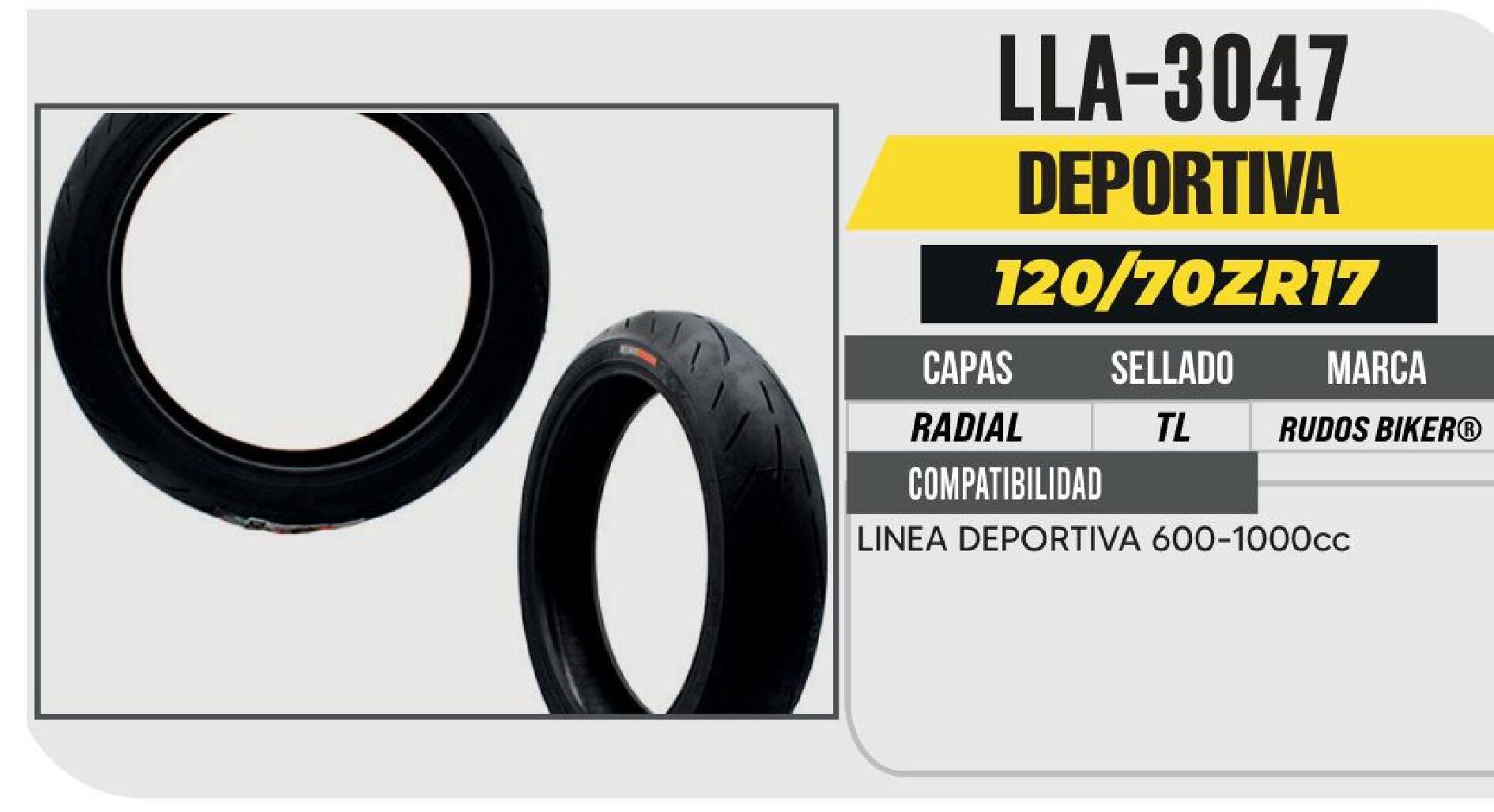 120/70 ZR17 RADIAL CYR101 CALLE NO USA CAMARA (TL) TRASERA / LLA-3047