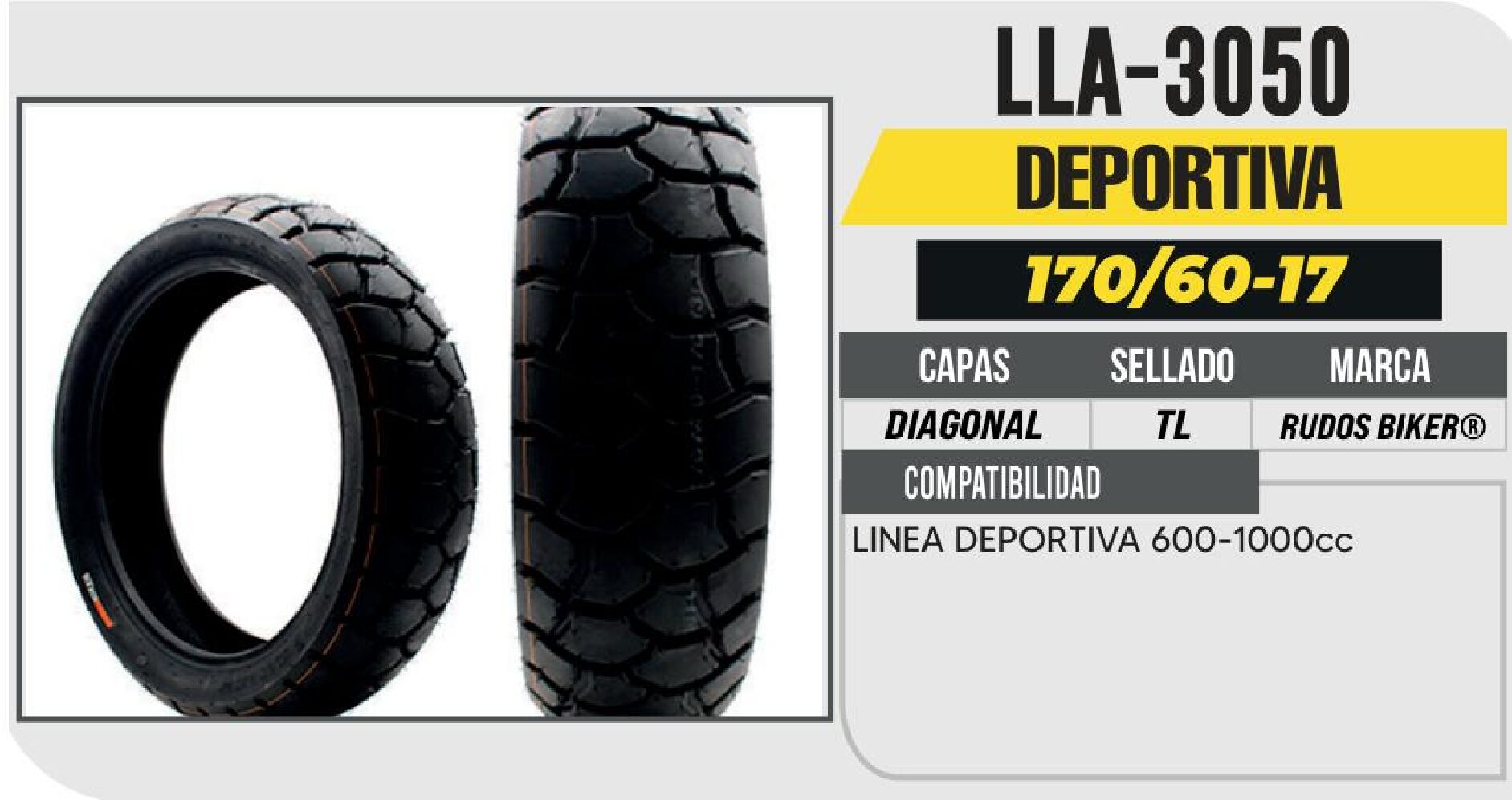 LLANTA PARA MOTOCICLETA DIAGONAL 170/60-17 CY317 CALLE NO USA CAMARA (TL) TRASERA / LLA-3050
