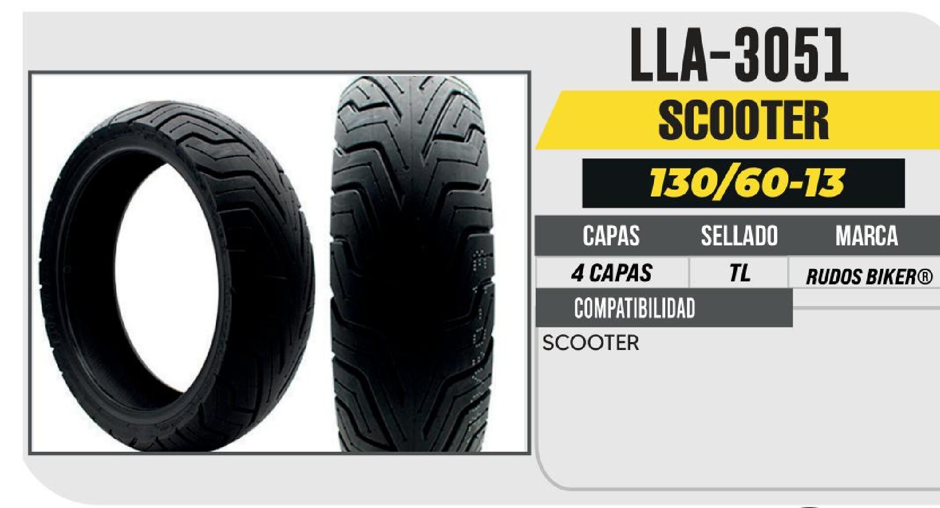 LLANTA PARA MOTOCICLETA 130/60-13 P425 4PR CALLE NO USA CAMARA (TL) / LLA-3051