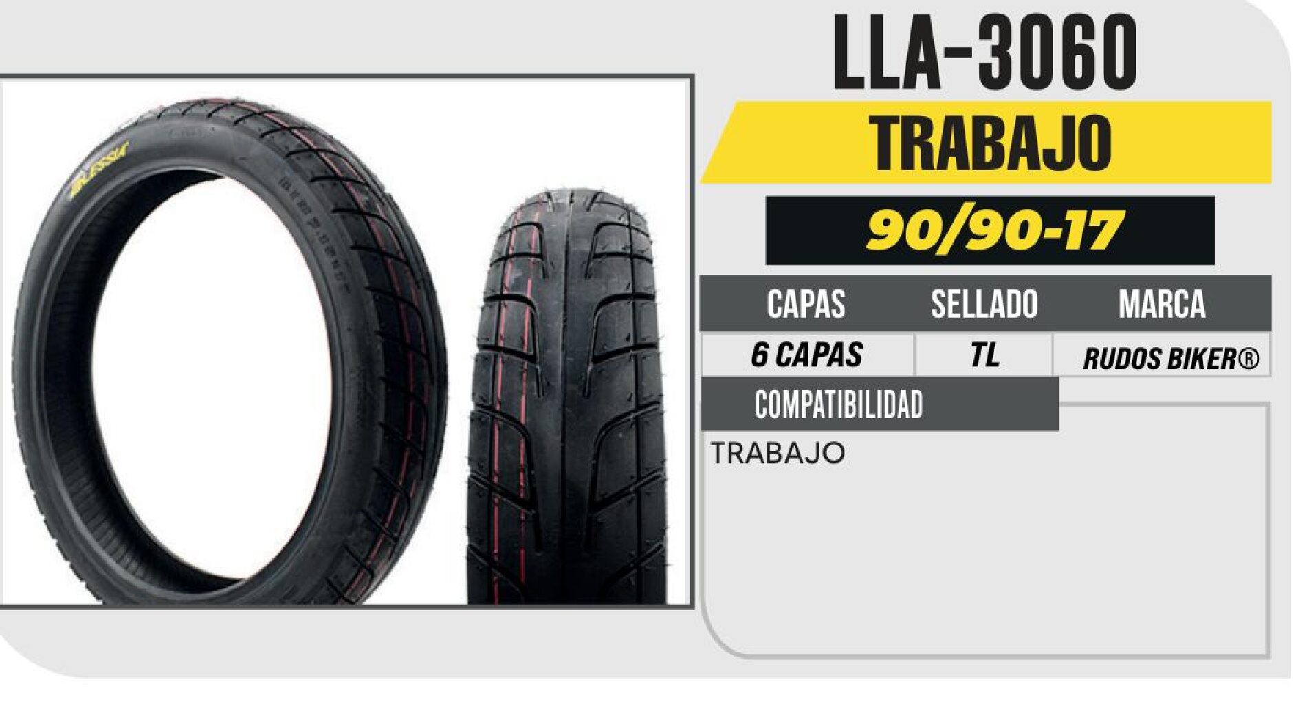 LLANTA PARA MOTOCICLETA 90/90-17 ALESSIA PREMIUM P222 CALLE 6PR NO USA CAMARA (TL) TRASERA / LLA-3060