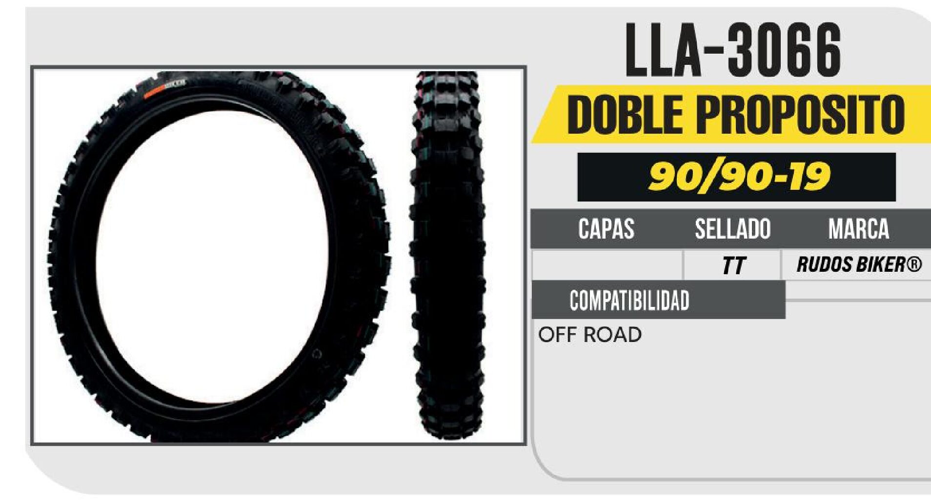 LLANTA PARA MOTOCICLETA 90/90-19 P153 TODO TERRENO USA CAMARA (TT) DELANTERA / LLA-3066