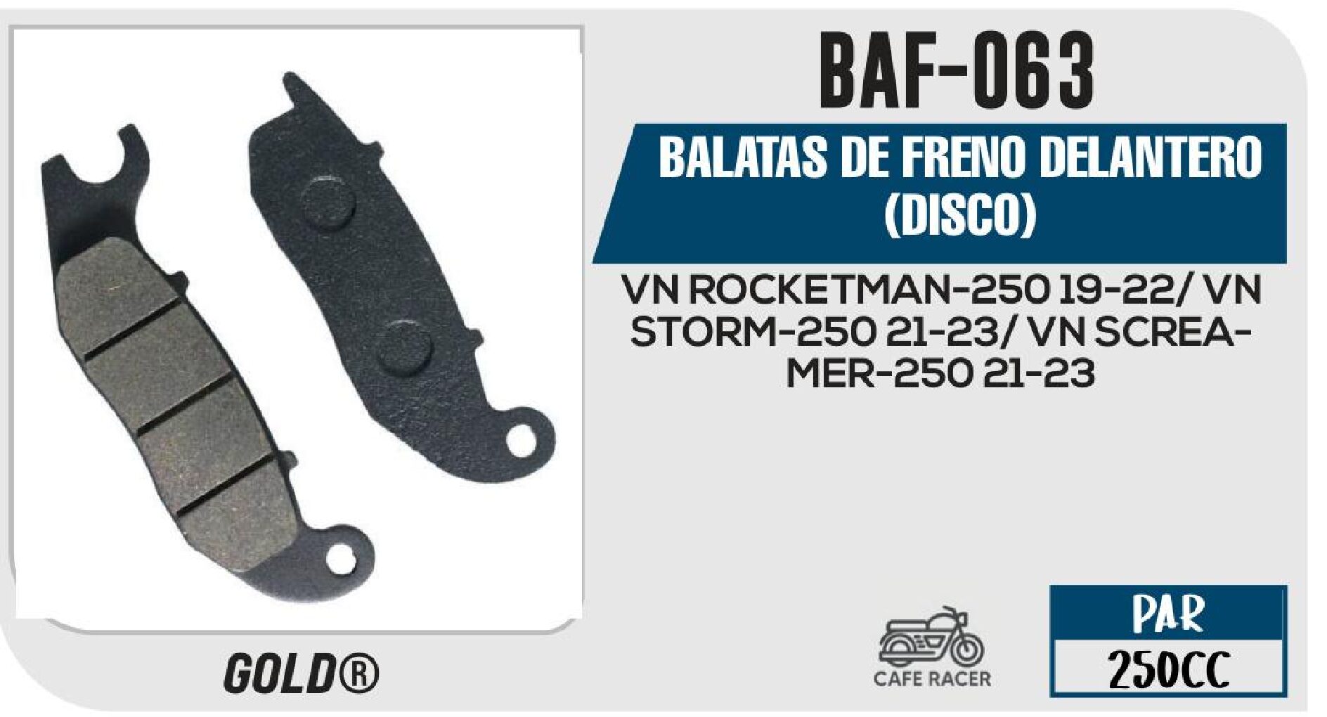 BALATAS DE FRENO DELANTERO (DISCO) / BAF-063