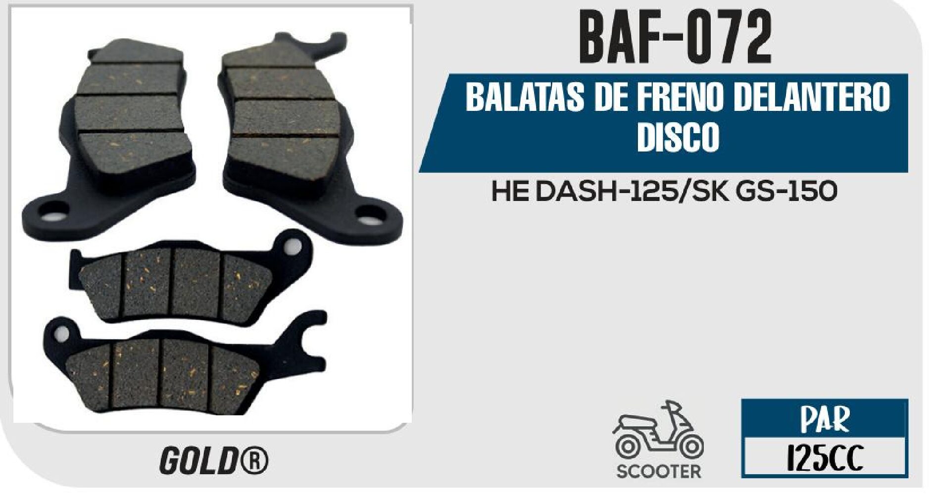 BALATAS DE FRENO DELANTERO DISCO / BAF-072