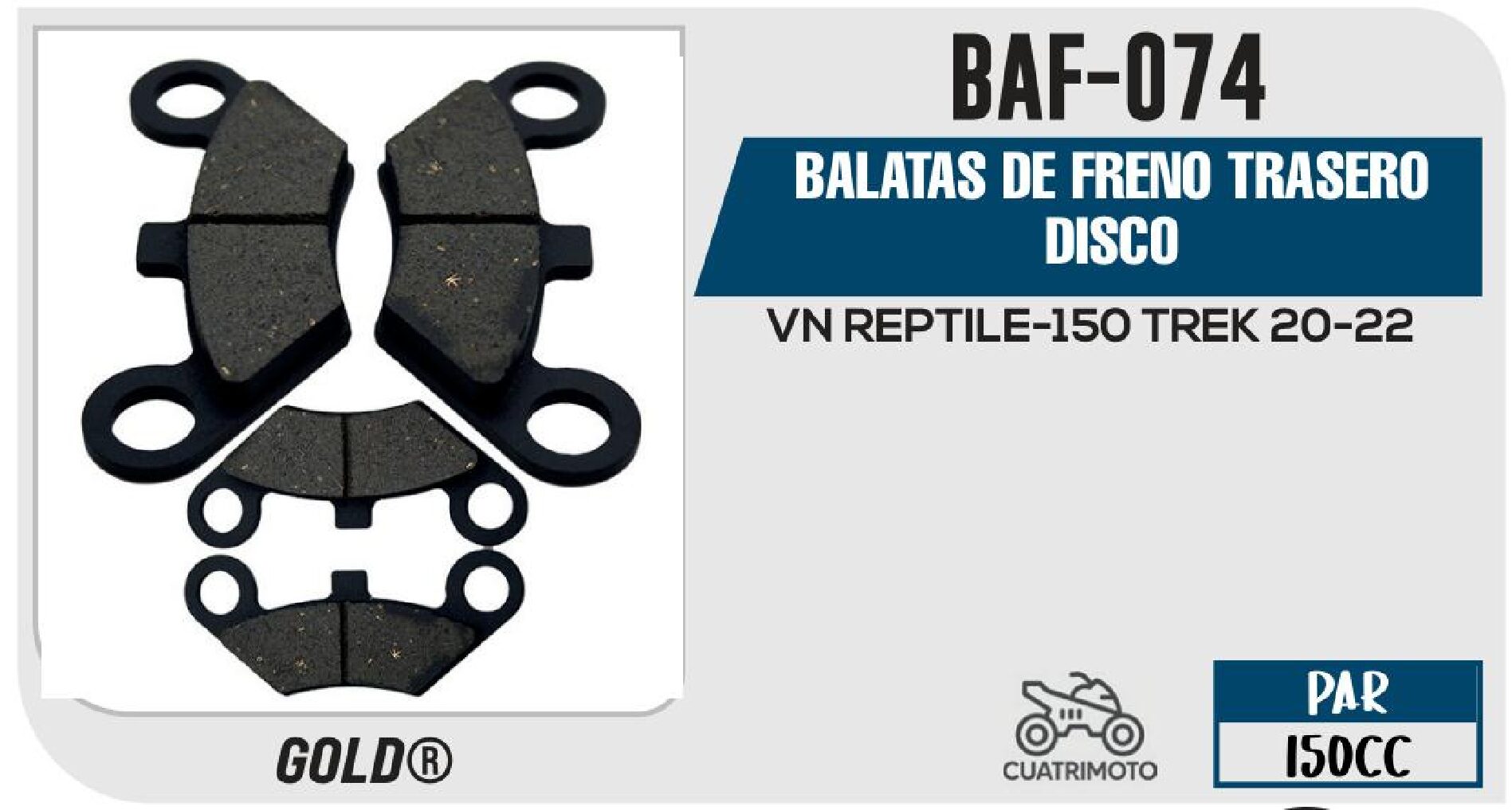 BALATAS DE FRENO TRASERO DISCO / BAF-074